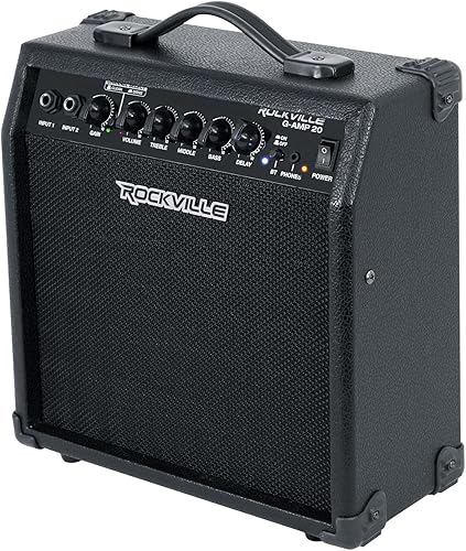Miniatura 2 de Rockville G-AMP - Amplificador combo de guitarra de 20W con Bluetooth, delay, entradas duales de guitarra, limpiooverdrive, controles de EQ,