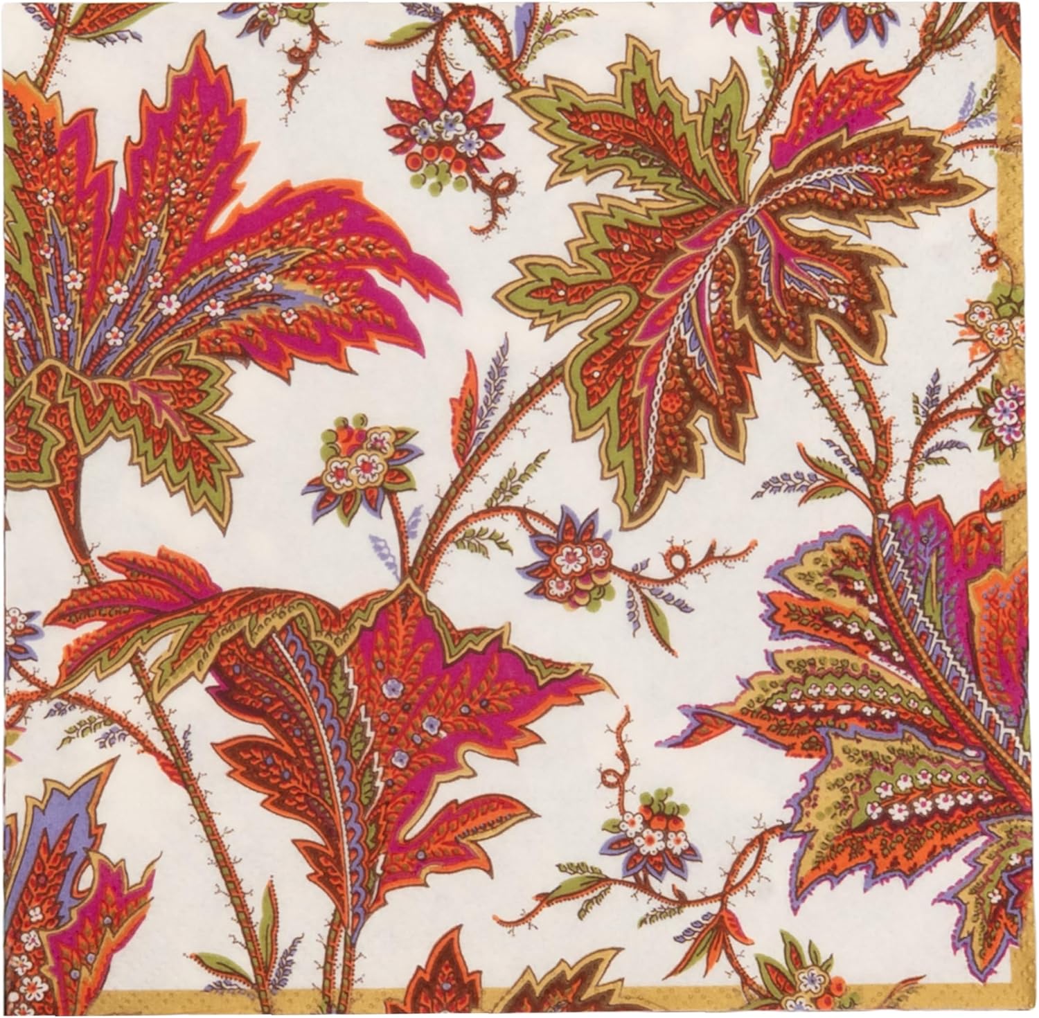 Caspari Paisley Leaves Ivory Luncheon Napkins - includes 20 Luncheon Napkins