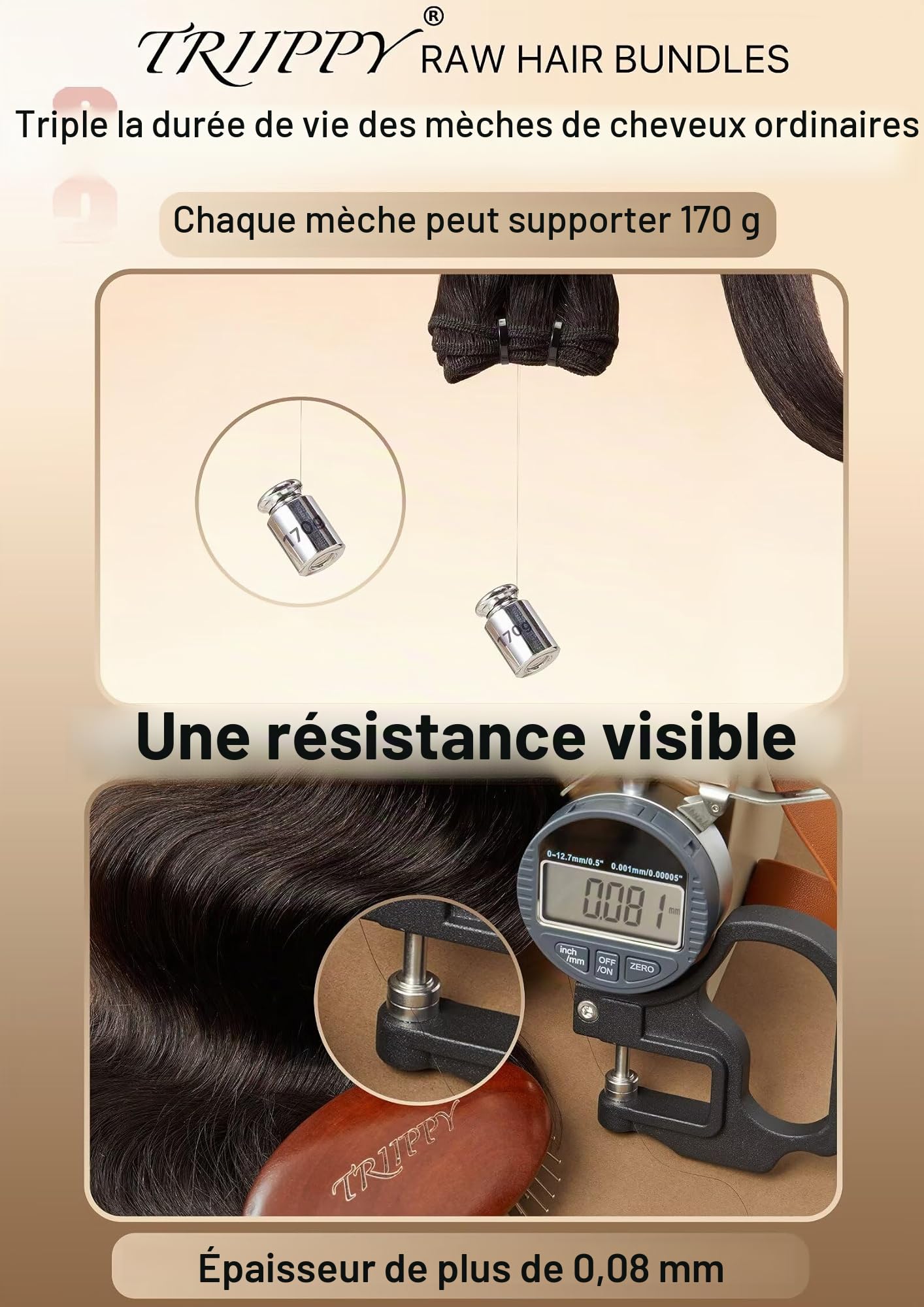 TRIIPPY 100% Mèches Cheveux Raw Humains Cambodgiens Body Wave Noir Naturel, Sans Traitement Chimique, 3 Mèches (16 18 20 Pouces) — Qualité Boutique Moitié Prix, N°1 Marque de Cheveux Raw En Europe