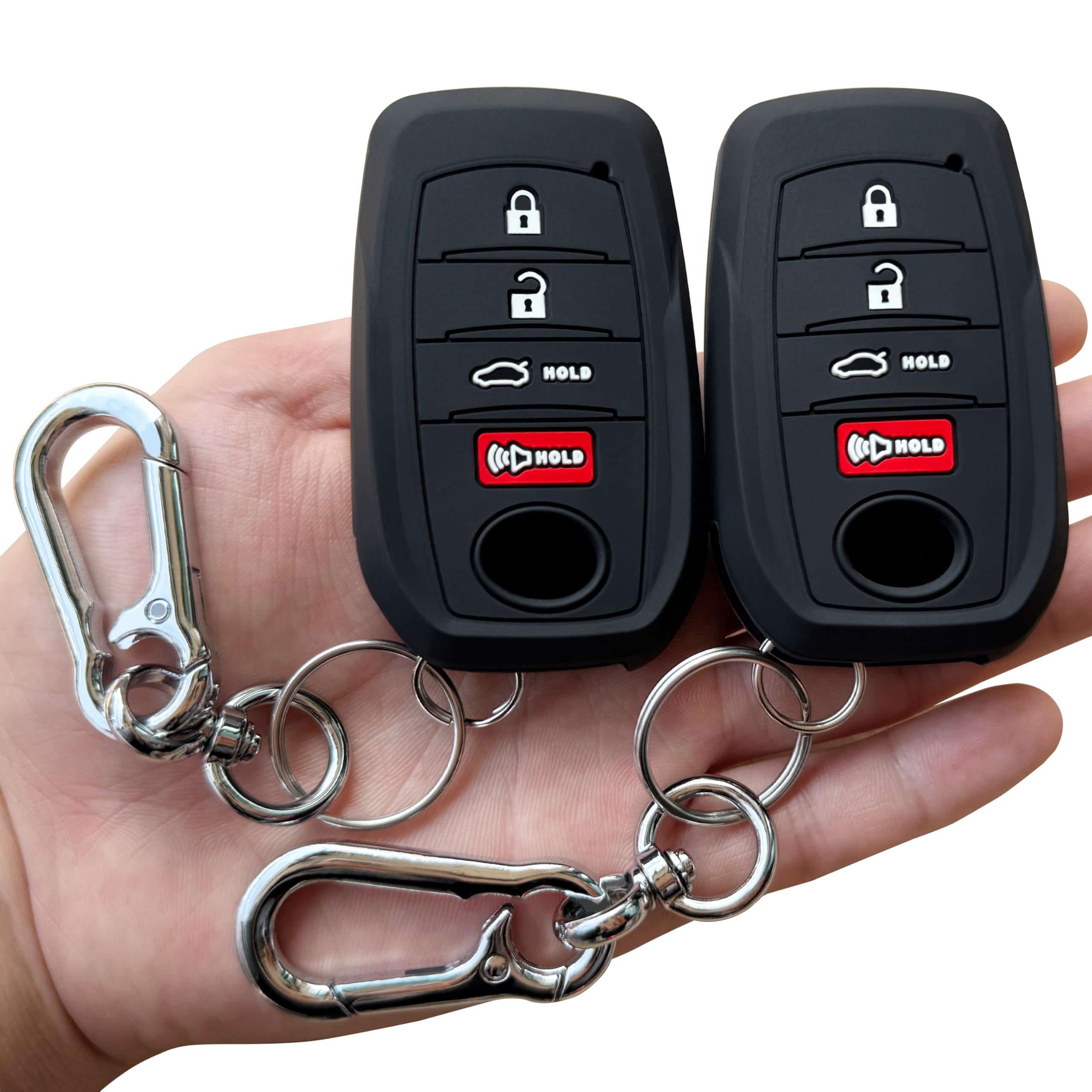TANDRIVE Key Fob Cover for Toyota 2025 Camry and 2025 2024 2023 Corolla Crown, 4-Button, Silicone, 2-Pack, Black Black and Black