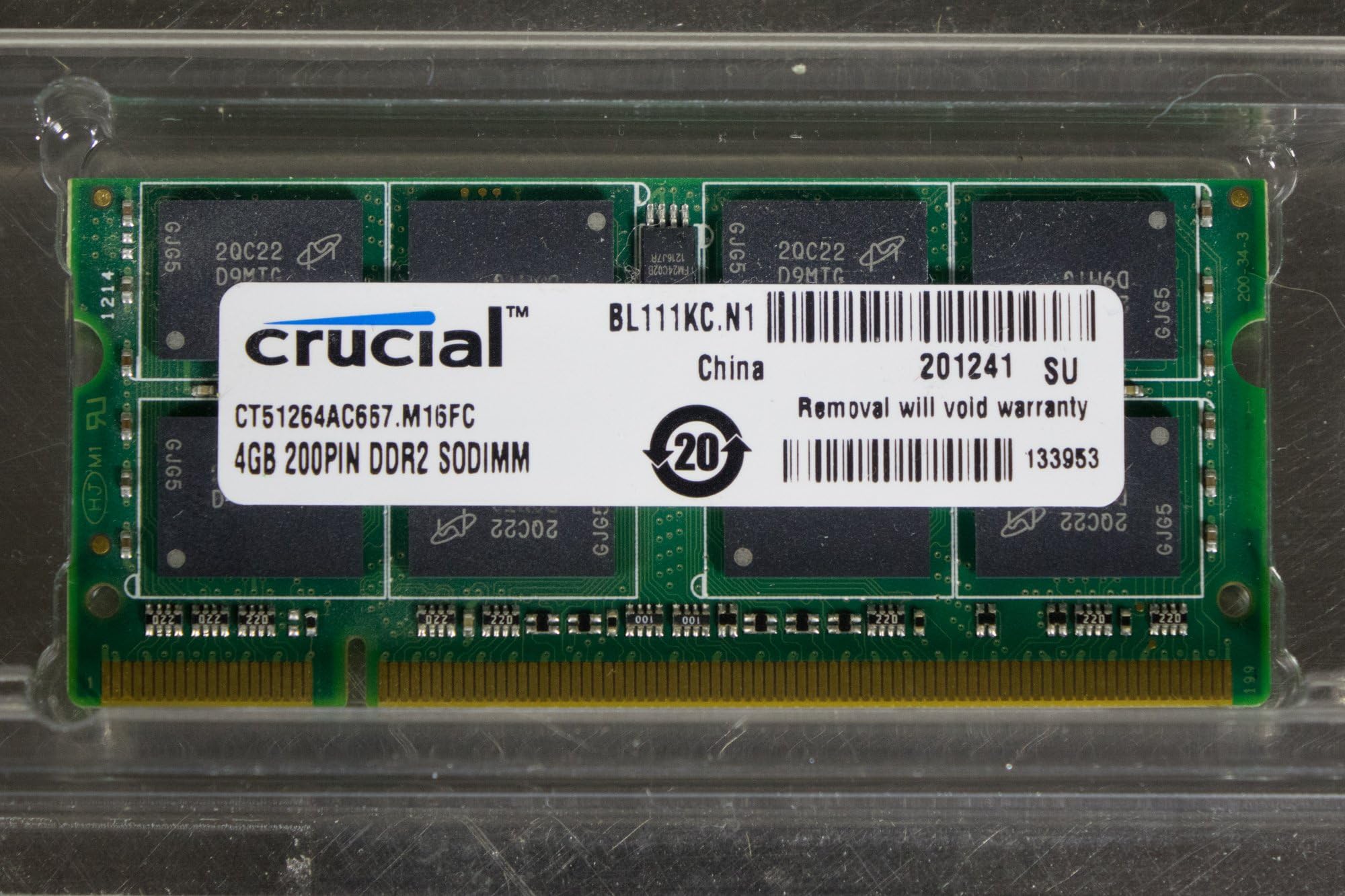 Crucial 4GB Single DDR2 667MHz (PC2-5300) CL5 SODIMM 200-Pin Notebook Memory