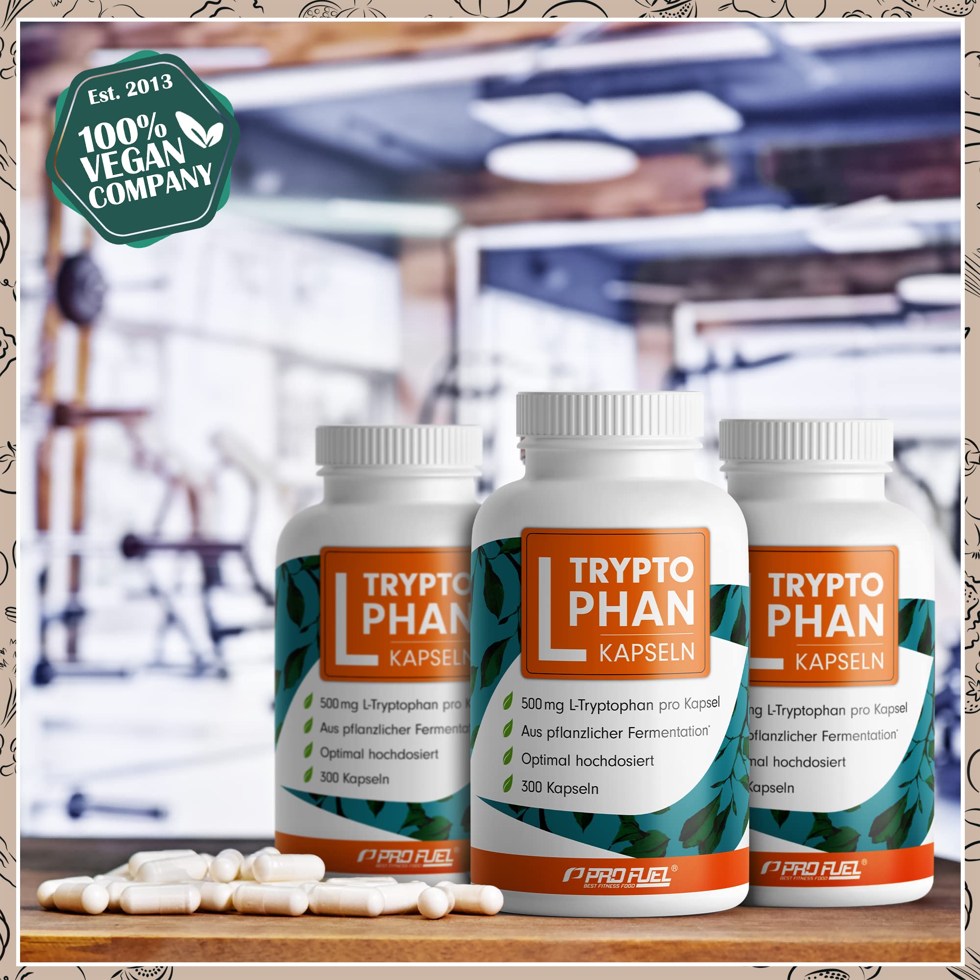 L-Tryptophan hochdosiert - 300 L-Tryptophan Kapseln - 500mg Tryptophan je Kapsel - 10 Monate Reichweite - Tryptophan aus pflanzlicher Fermentation - laborgeprüft mit Zertifikat - 100% vegan