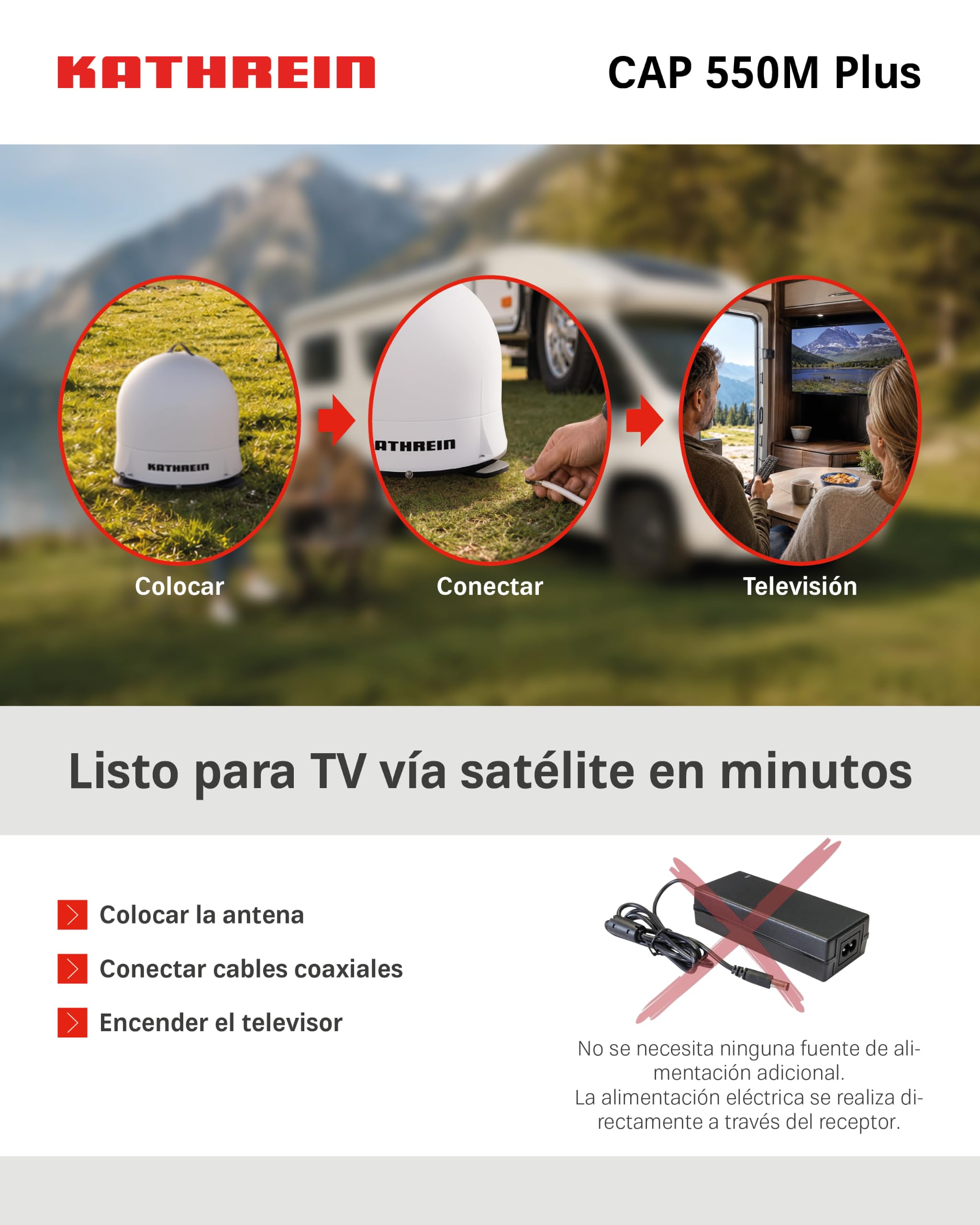 KATHREIN Cap 550M Plus – Antena satélite automática para Camping – Blanco