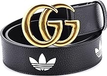 Cintur&oacute;n PreLoved x adidas GG Marmont de cuero estampado, negro