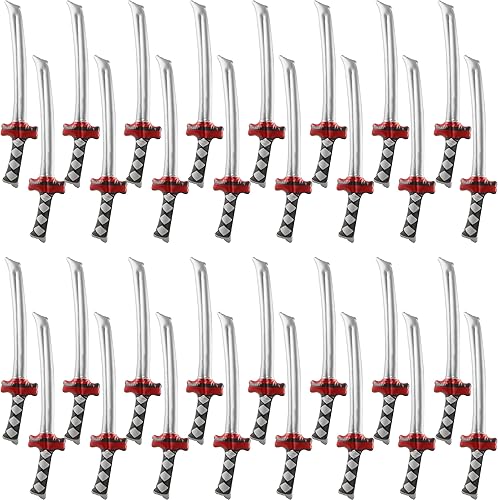 Paquete de 32 espadas ninja inflables de 30 pulgadas, Katana inflable, armas samuráis inflables para niños, Halloween, fiesta temática de ninja,