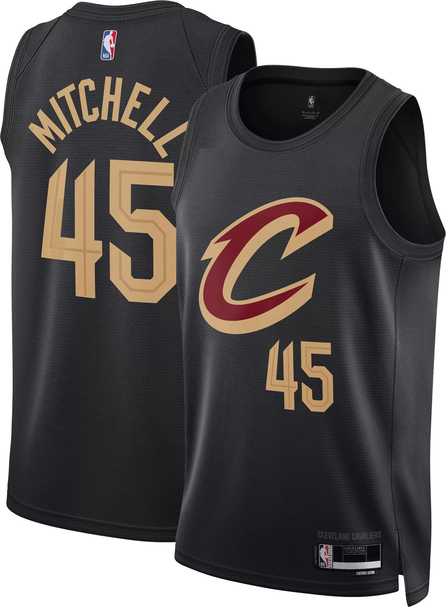 Donovan Mitchell - Maglia Swingman dei Cleveland Cavaliers NBA, per bambini 8-20, edizione nera
