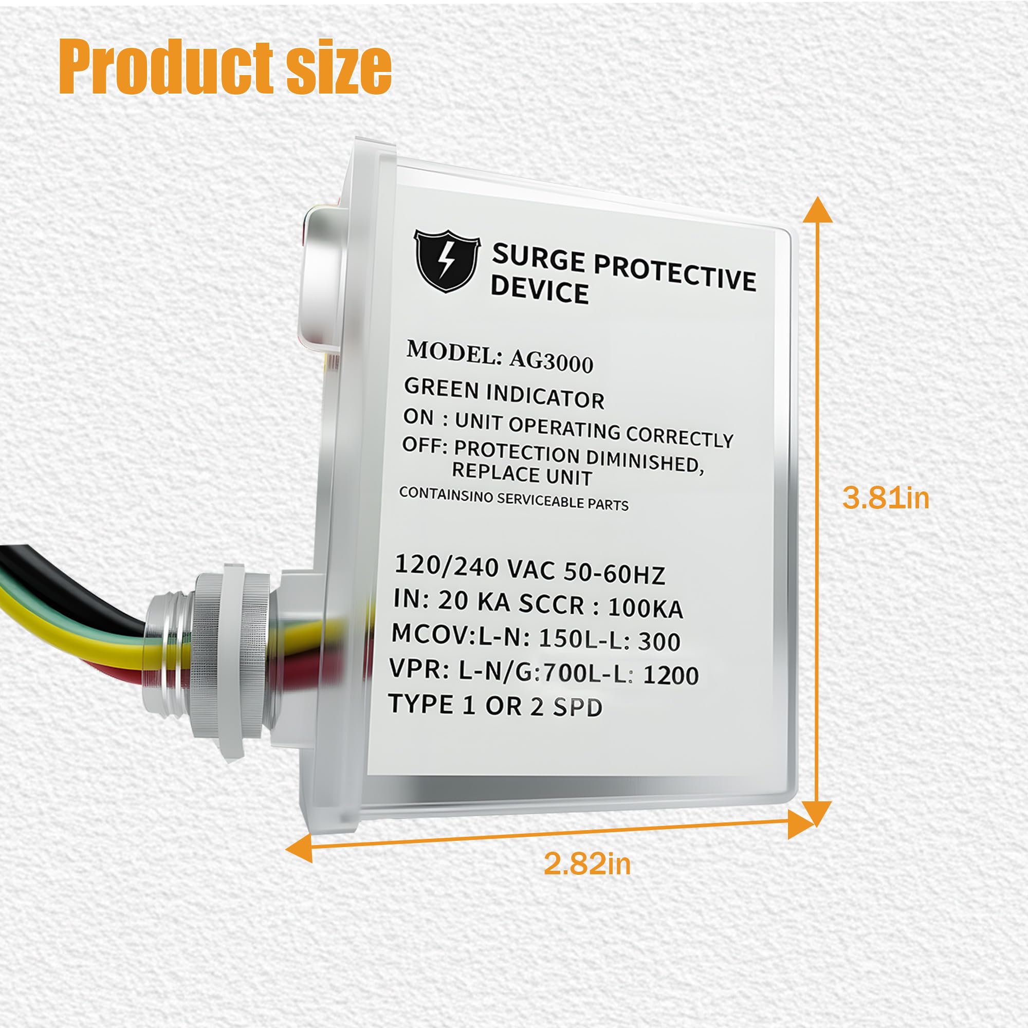 Dispositivo de protección universal contra sobretensiones HVAC de 120/240 VCA, protección completa contra sobretensiones, protector con tecnología TPMOV para AG3000, carcasa impermeable