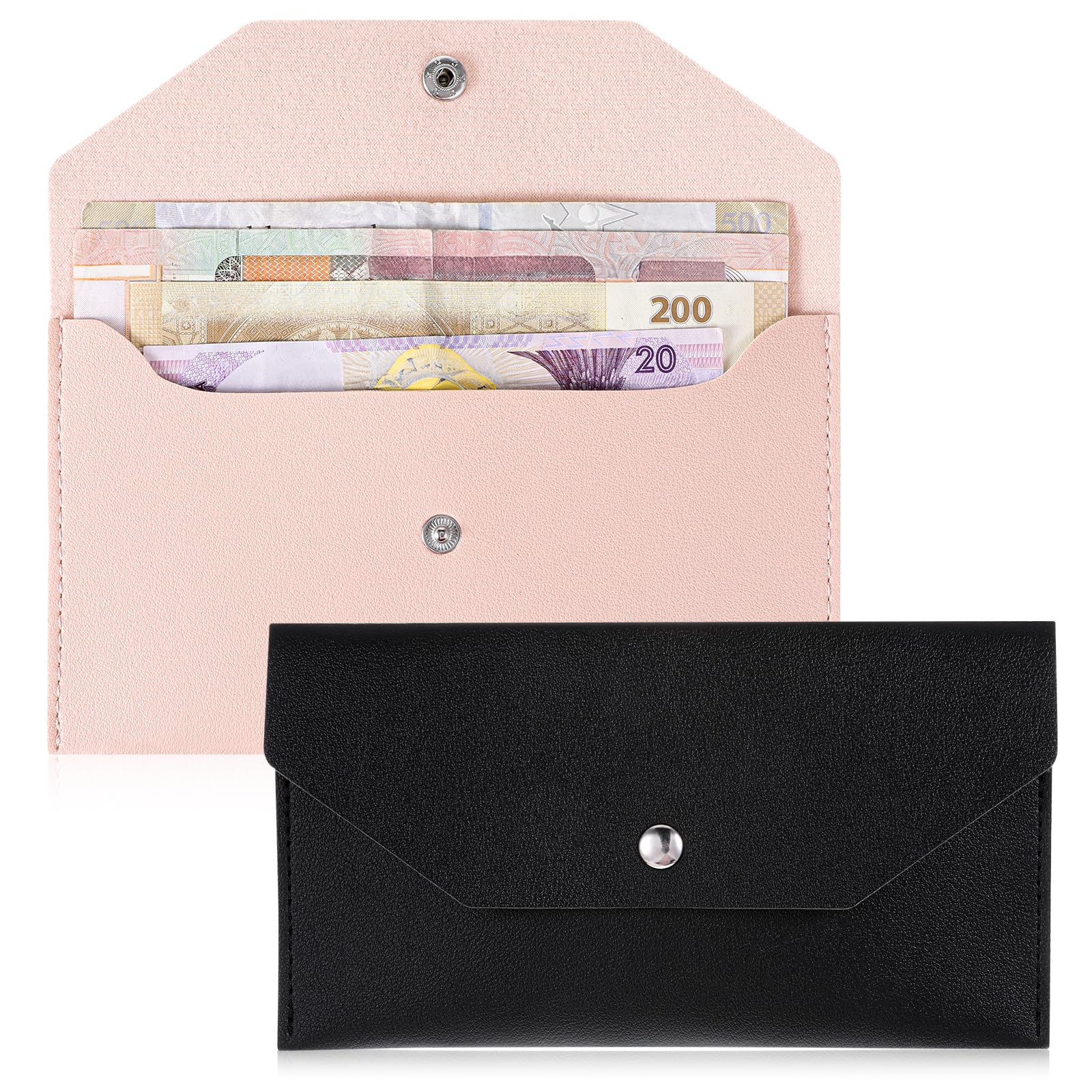 Portemonnee, portemonnee, PU-leer, geldenvelop, herbruikbaar, voor heren en dames, budgetportemonnee voor contant geld, kleine biljetten, bankkaarten, rekeningen, portemonnee, budgetplanner