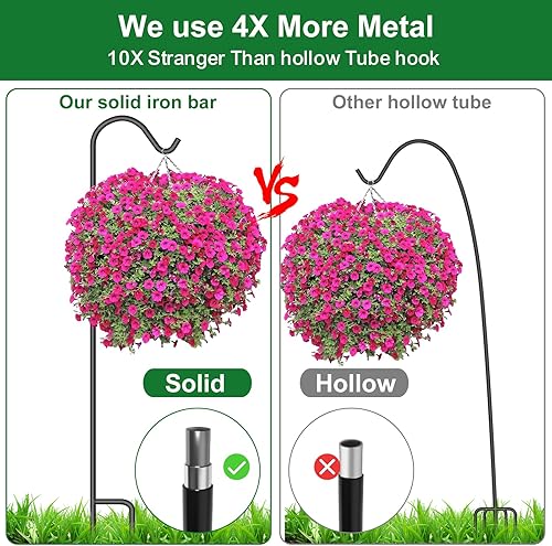 Miniatura 3 de BEAU JARDIN Paquete de 12 Ganchos de pastor de 37 pulgadas, 25 pulgadas de grosor, resistentes a la corrosión, para jardín, para colgar en