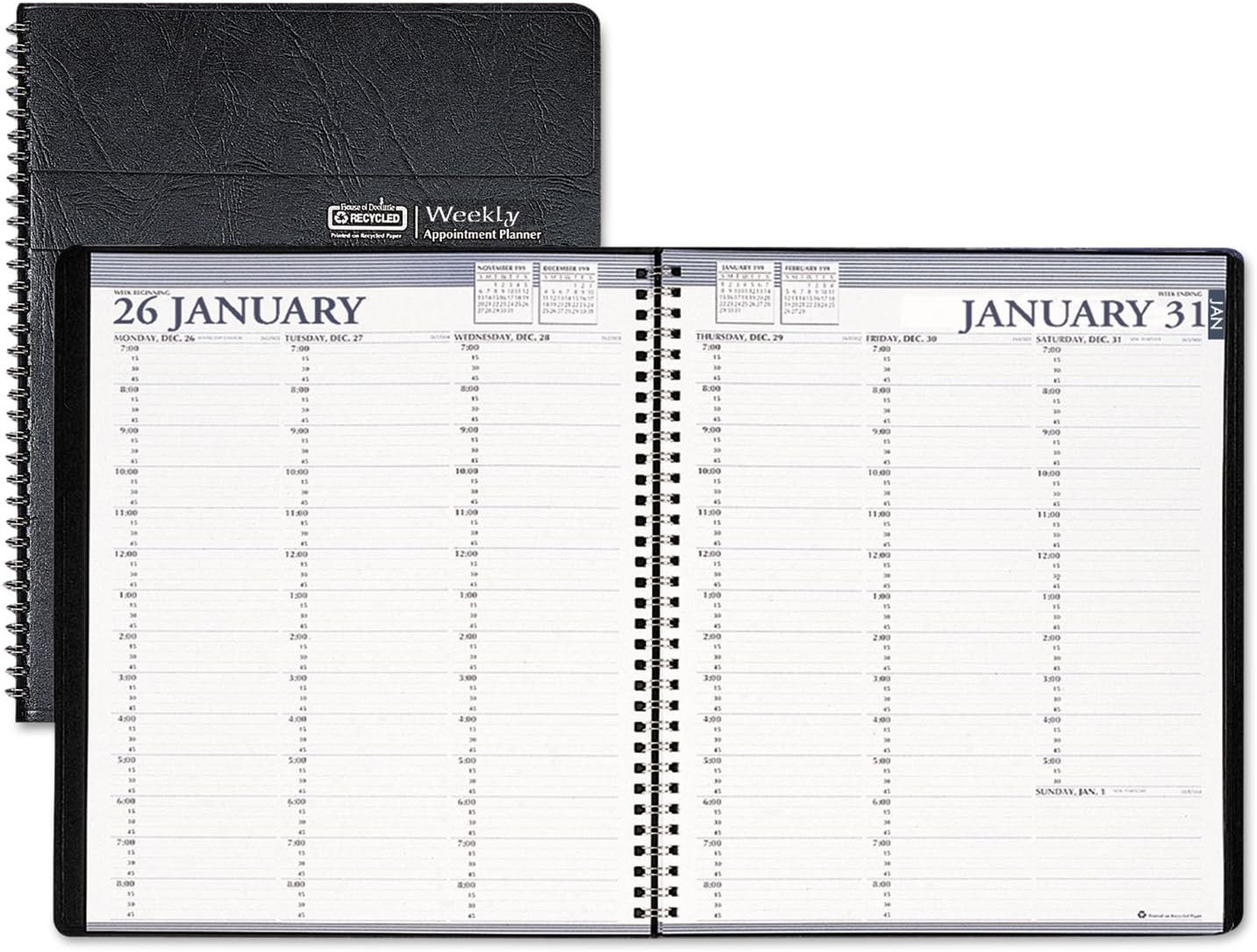 House of Doolittle 272002 Two-Year Professional Weekly Planner, 15-Min. Appts., 8-1/2 x 11, Blk, 2015-2016