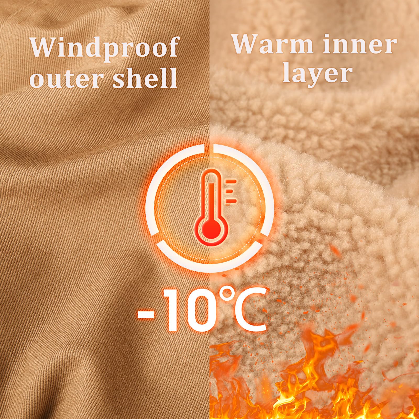 Chaqueta de invierno para hombre, de algodón térmico grueso, con forro polar cálido, chaqueta de sherpa, chaqueta de camionero con solapa, chaqueta cargo para el trabajo