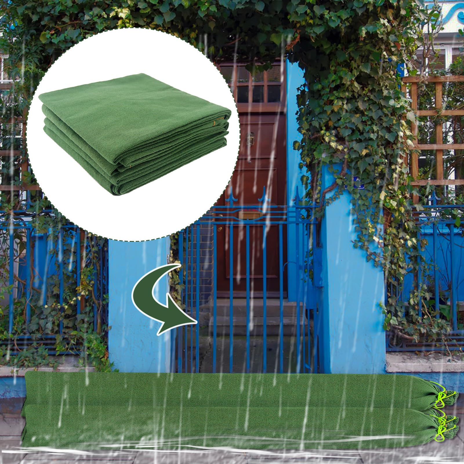 Sacos de arena para inundaciones, 4 unidades, reutilizables, con cinta de amarre, para inundaciones, lluvia, control de agua, barrera de inundación