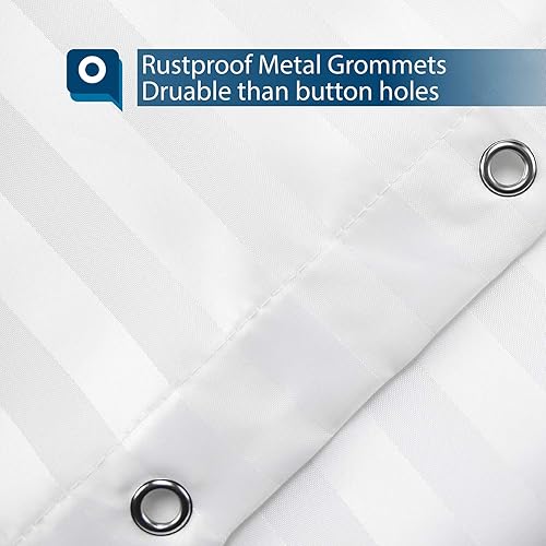 Miniatura 4 de Barossa - Cortina de ducha de tela impermeable o forro de satén Damasco, Poliéster & Mezcla de poliéster, Blanco