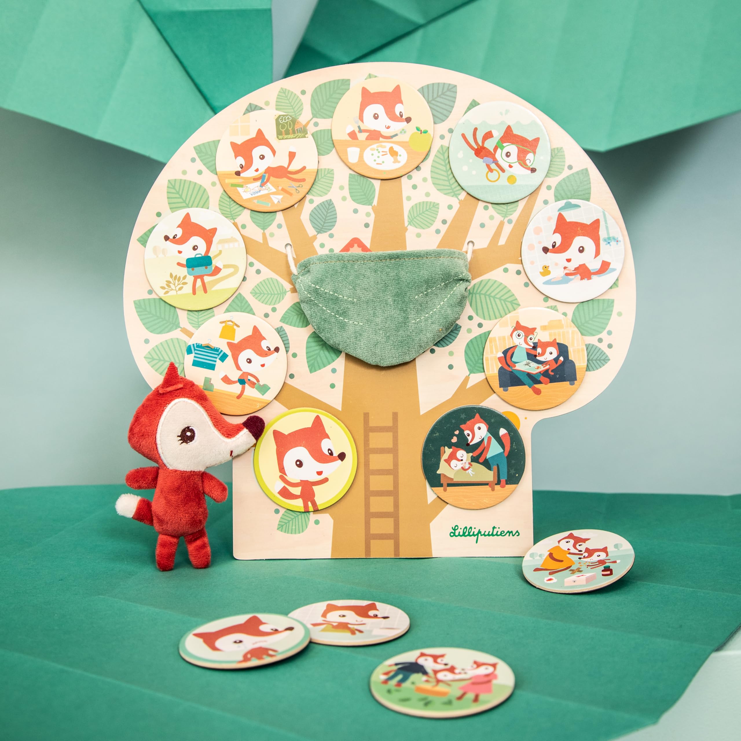 LILLIPUTIENS, Daytime Rituals Magnet Tree, 19 Magnet Cards with Scenes to Tell the Story of the Day - Image 2