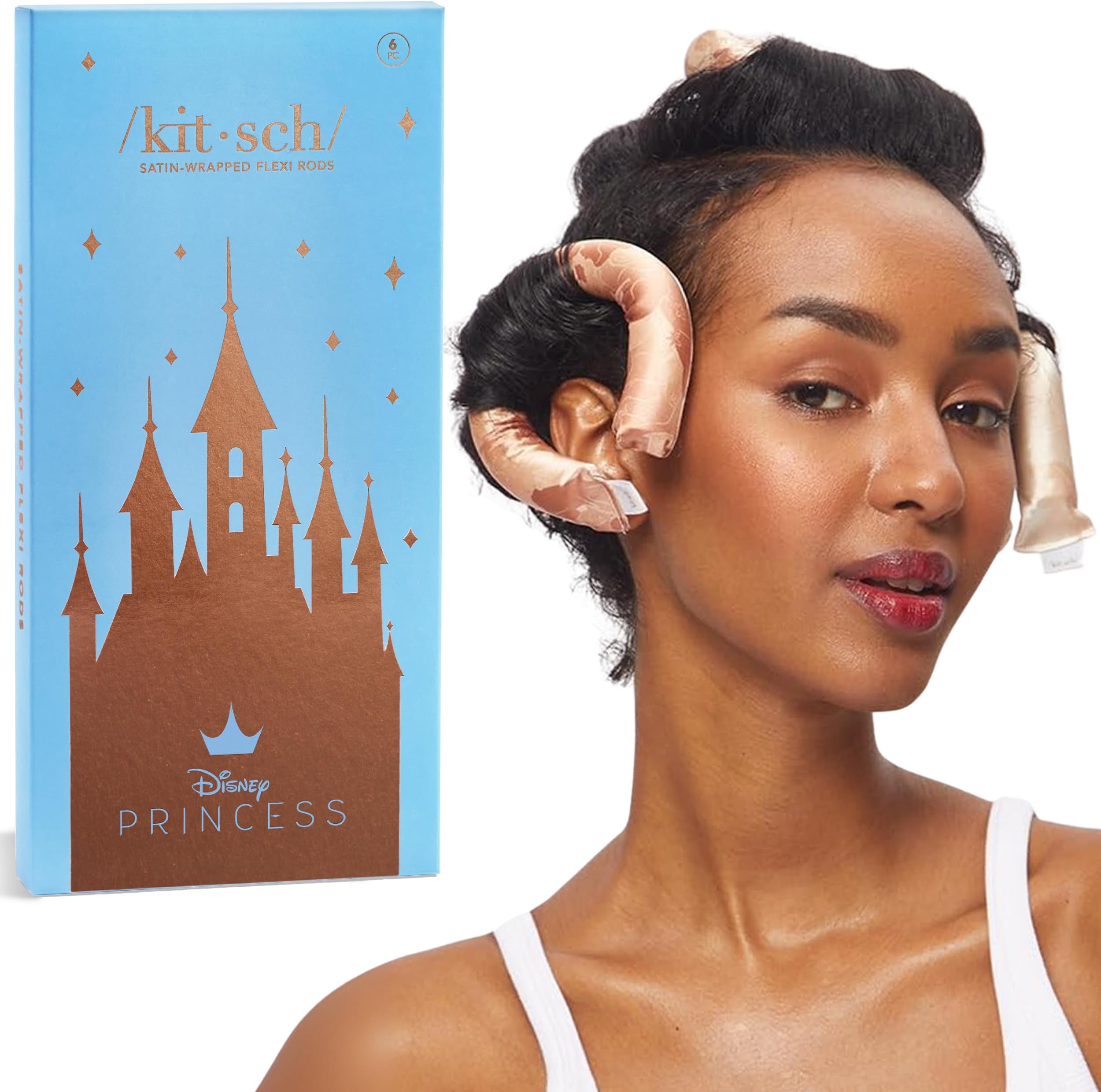 Disney x Heatless Hair Curler - Satin Covered Heatless Hair Curlers for Long Hair | Flexi Rods for Heatless Curls for All | Hair Curlers To Sleep in | No Heat Curlers - Princess Party 6pcs