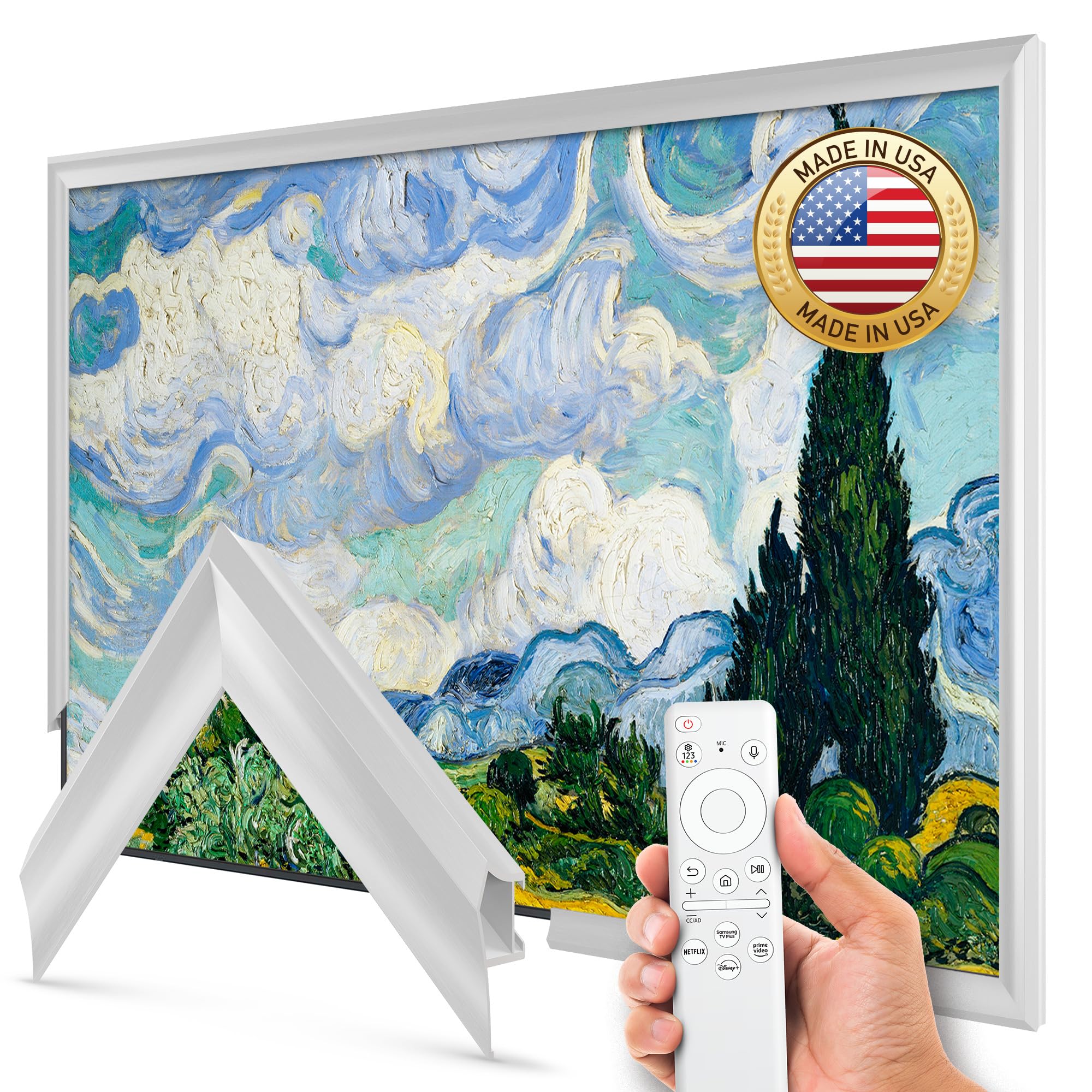 Pure White Prismatic 55" Alloy Deco TV Frame - Compatible ONLY with Samsung The Frame TVs (Fits 2021-2025, LS03A, LS03B, LS03C, LS03D, LS03FA)