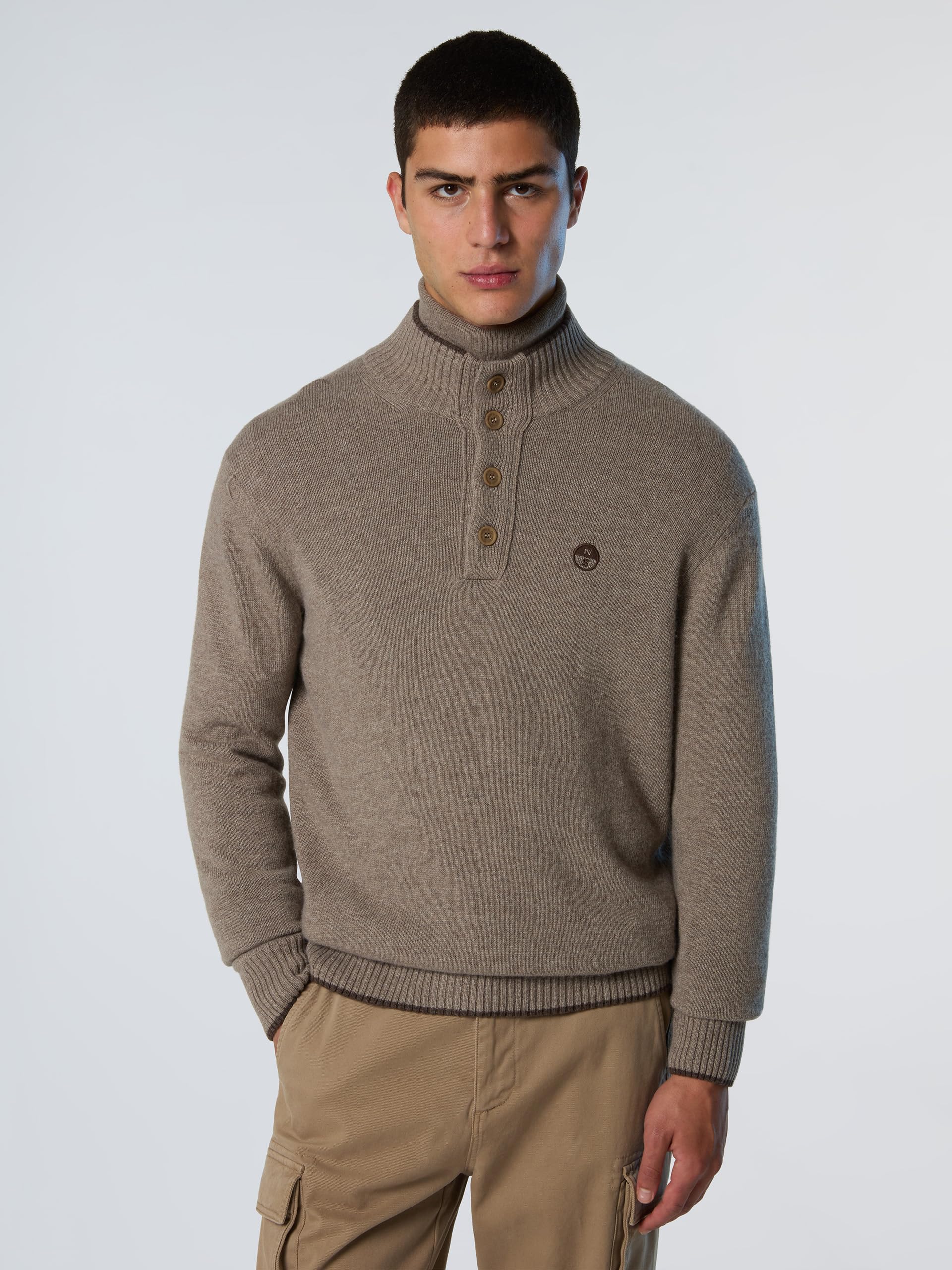 NORTH SAILS Maglione Uomo in Misto Cashmere con Collo Alto e Bottoni
