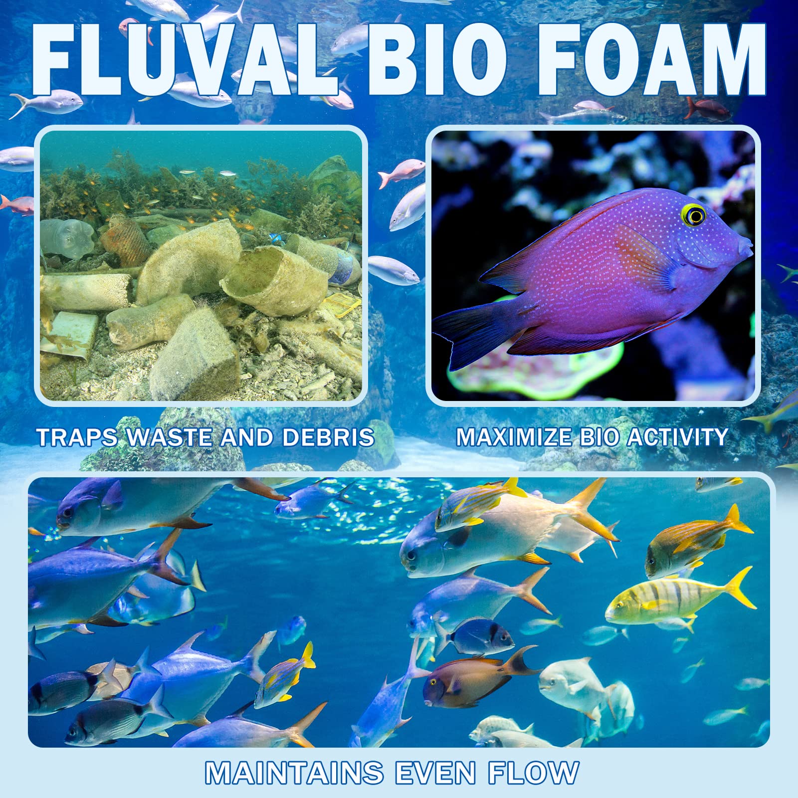 Almohadillas de filtro de espuma Fx4 de repuesto compatibles con filtro de recipiente Fluval FX5 / FX6, almohadillas de filtro de espuma de esponja biológica para acuario (12 paquetes)