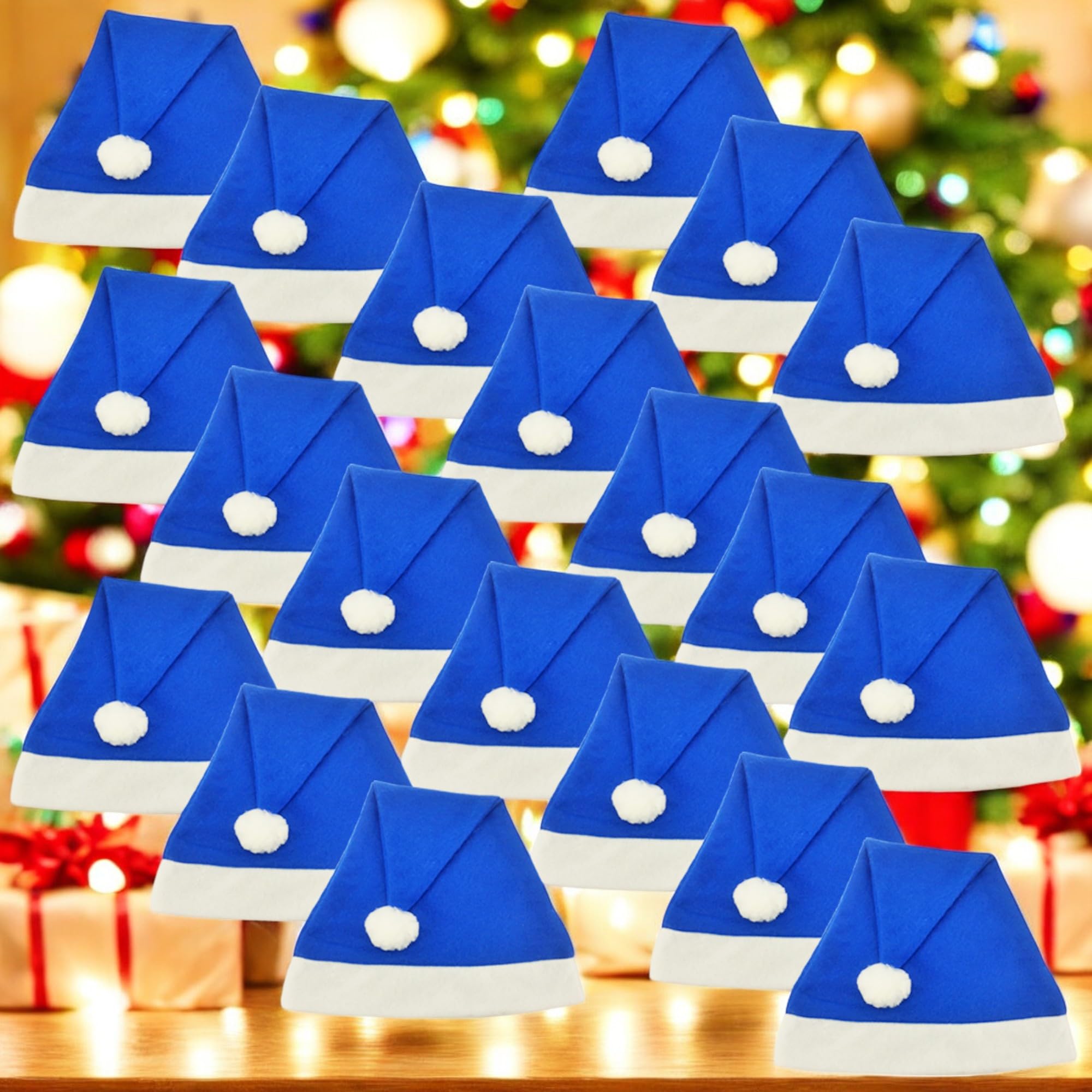 Ciffre 48 Stück im Set Weihnachtsmütze Nikolausmütze Winter Mütze Mützen Nikolaus Santa Blau