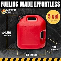 Vista 3 de Midwest Can Company 5610 - Recipiente de combustible para latas de gasolina de 5 galones con boquilla (paquete de 2)