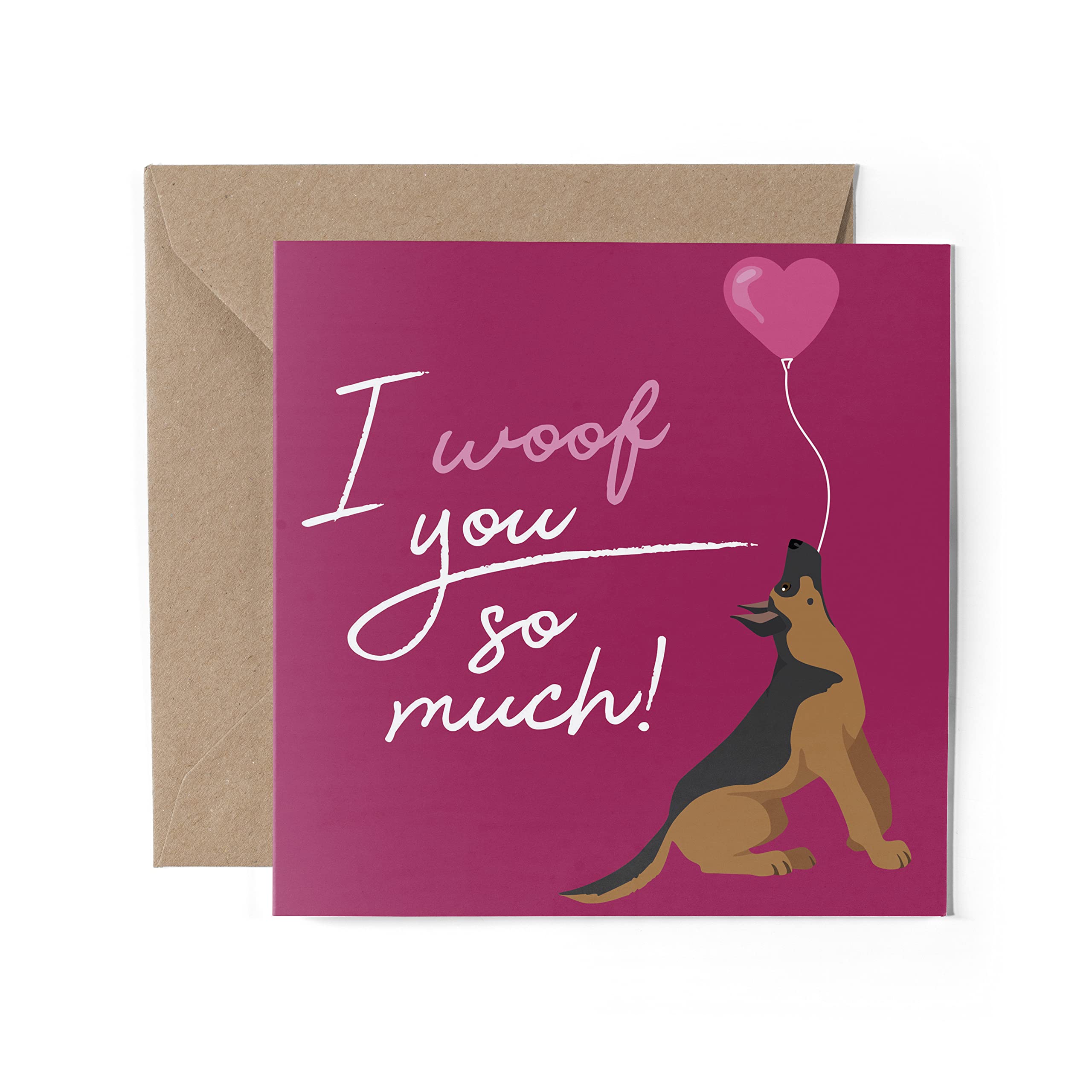 1 x biglietto di auguri – Pastore tedesco I Woof You Dog Pet Love Anniversary San Valentino Partner Compleanno Fidanzata Fidanzato Amico #79568