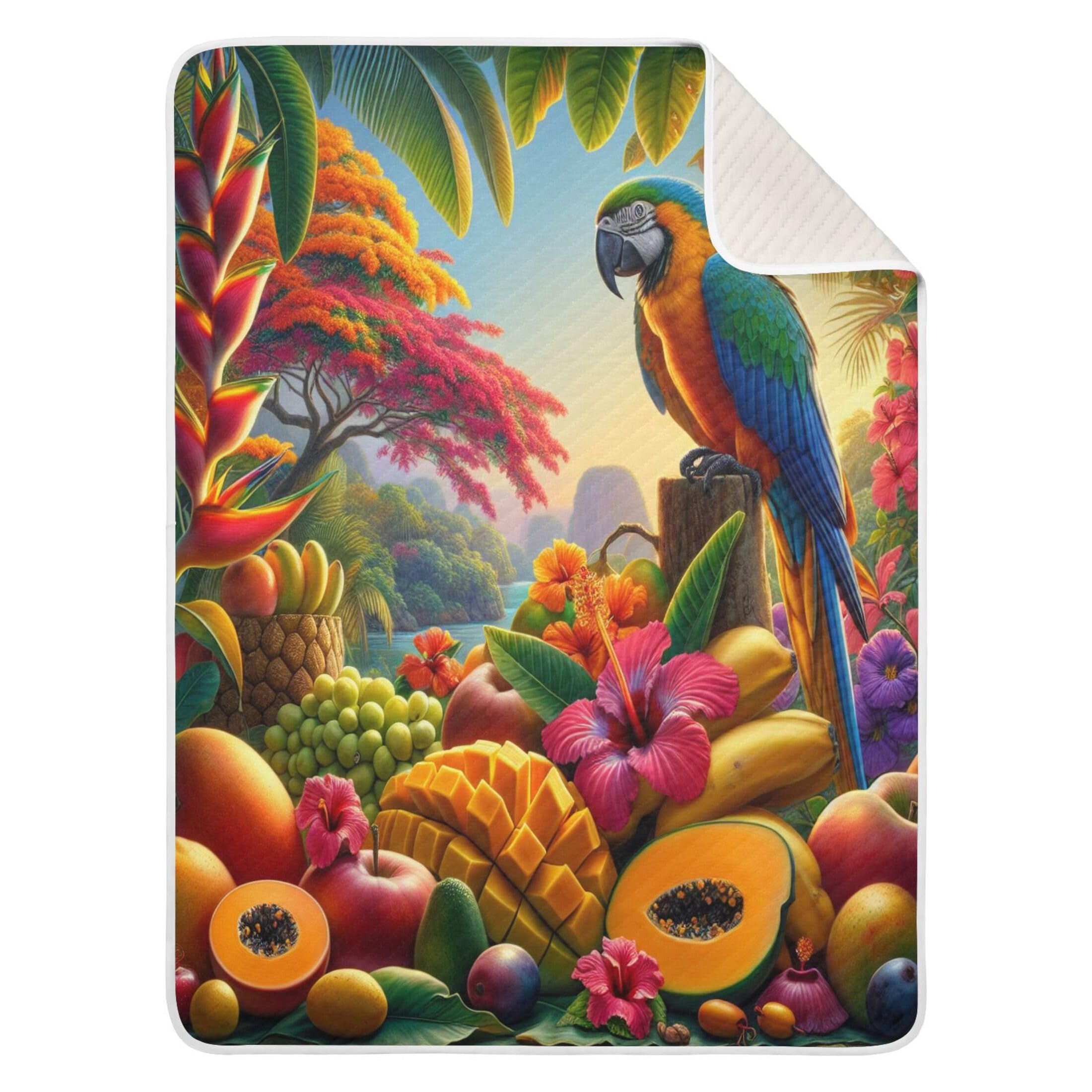 Burbuja Tropical Fruits Flowers Parrot Baby Blanket for Boys Girls, Nursery Soft Warm Swaddling Receiving Baby Blankets, 30x40 in Toddler Blanket