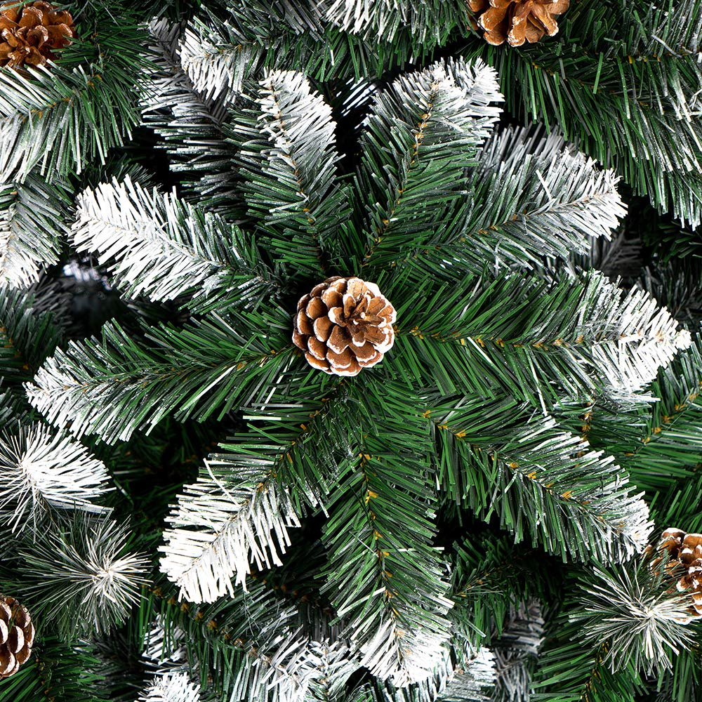 Nataland Albero di Natale Artificiale Verde Innevato Con Pigne, Modello Aspen Altezza 180 Cm, Abete Super Folto con Effetto Realistico e Rami Con Aghi Anticaduta