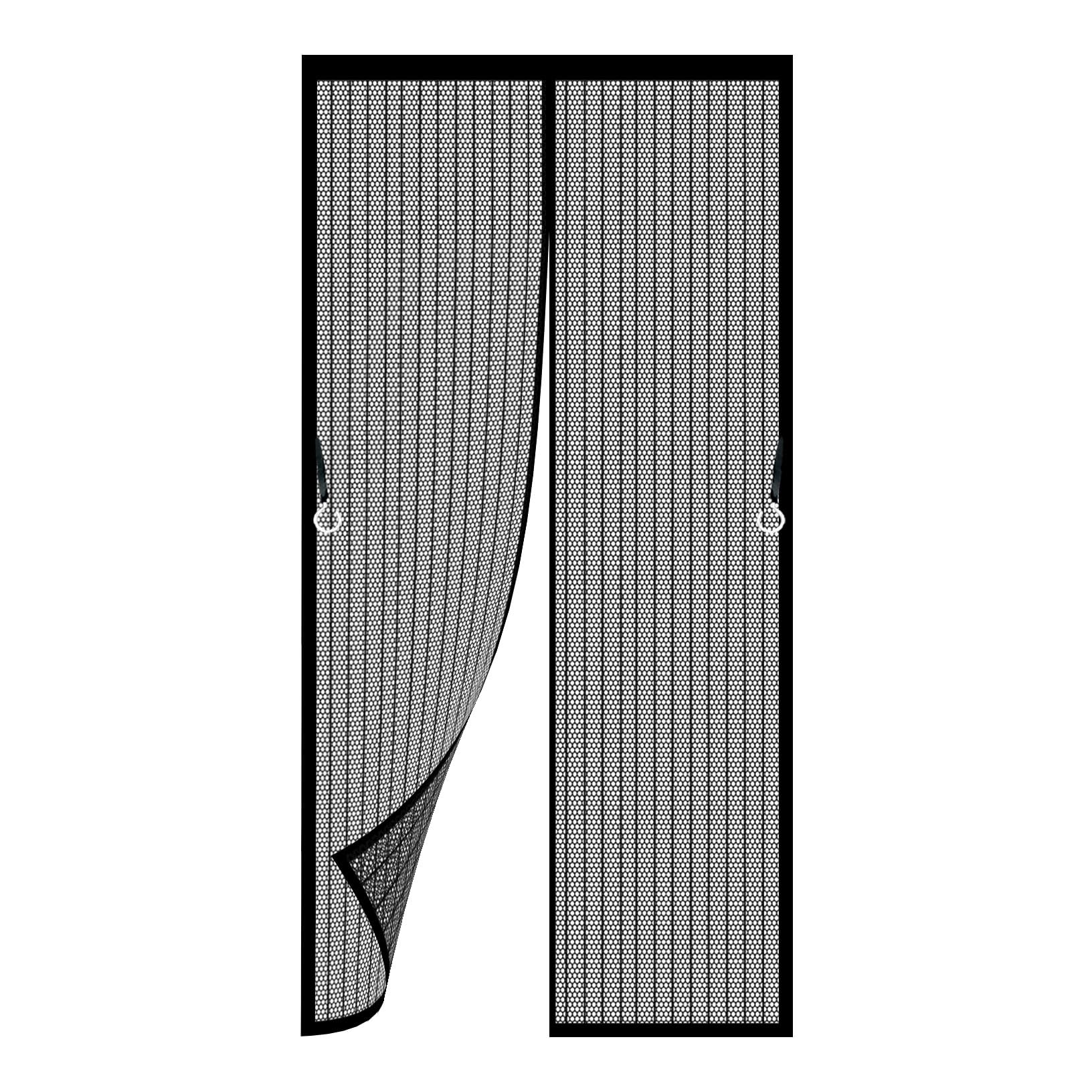 Magnetic Fly Screen Door 142 x 248 cm Closed By Magnets, Silent, Keeps Bugs Out Bug Mesh Curtain Self Sealing No Gap, Pet-Friendly for Living Room, Kitchen, Bedroom, Black