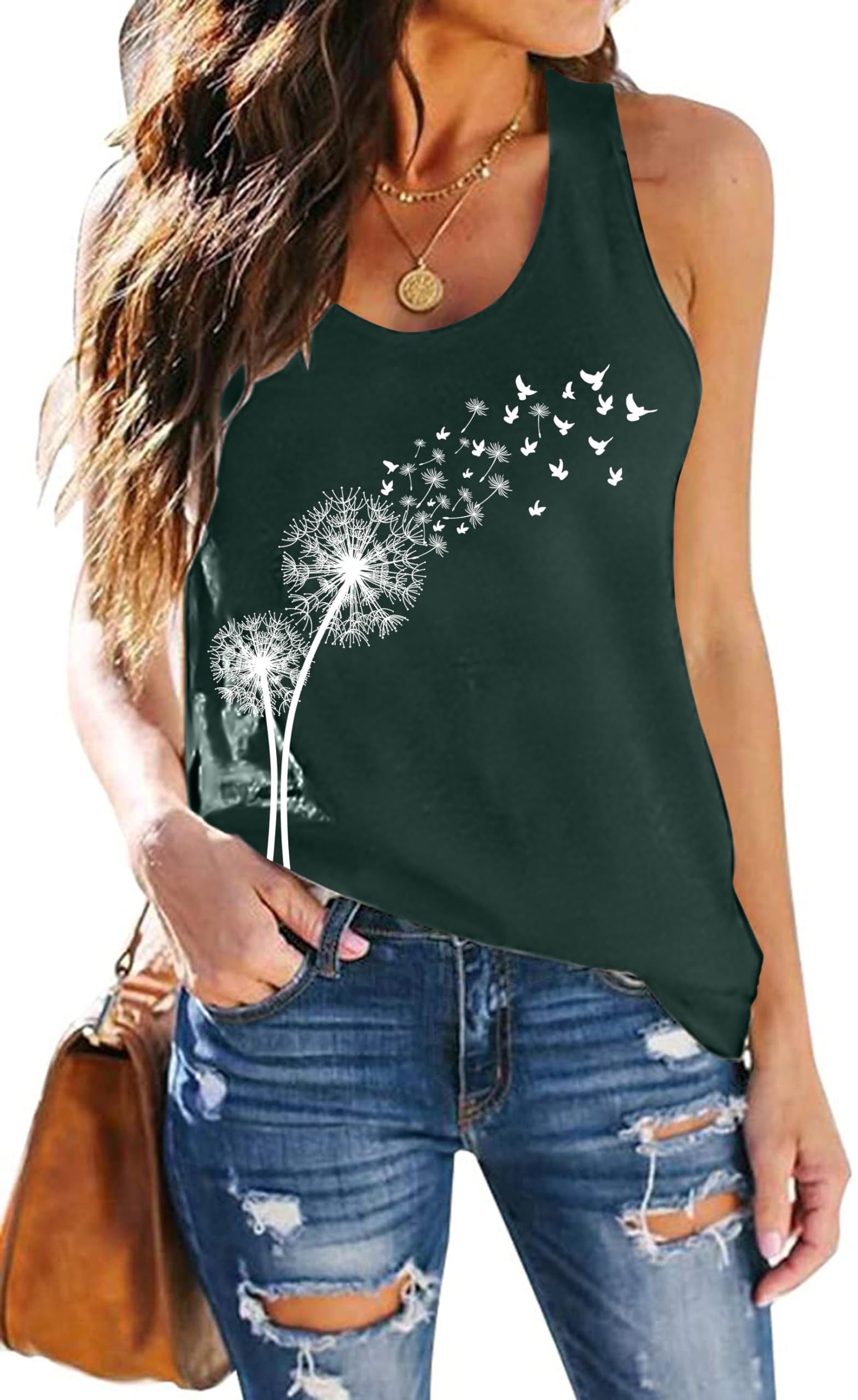 hohololo Damen Tank Top Mit Pusteblume Frauen Sommer Freizeit Tanktops Frau ÄRmellos Oberteile