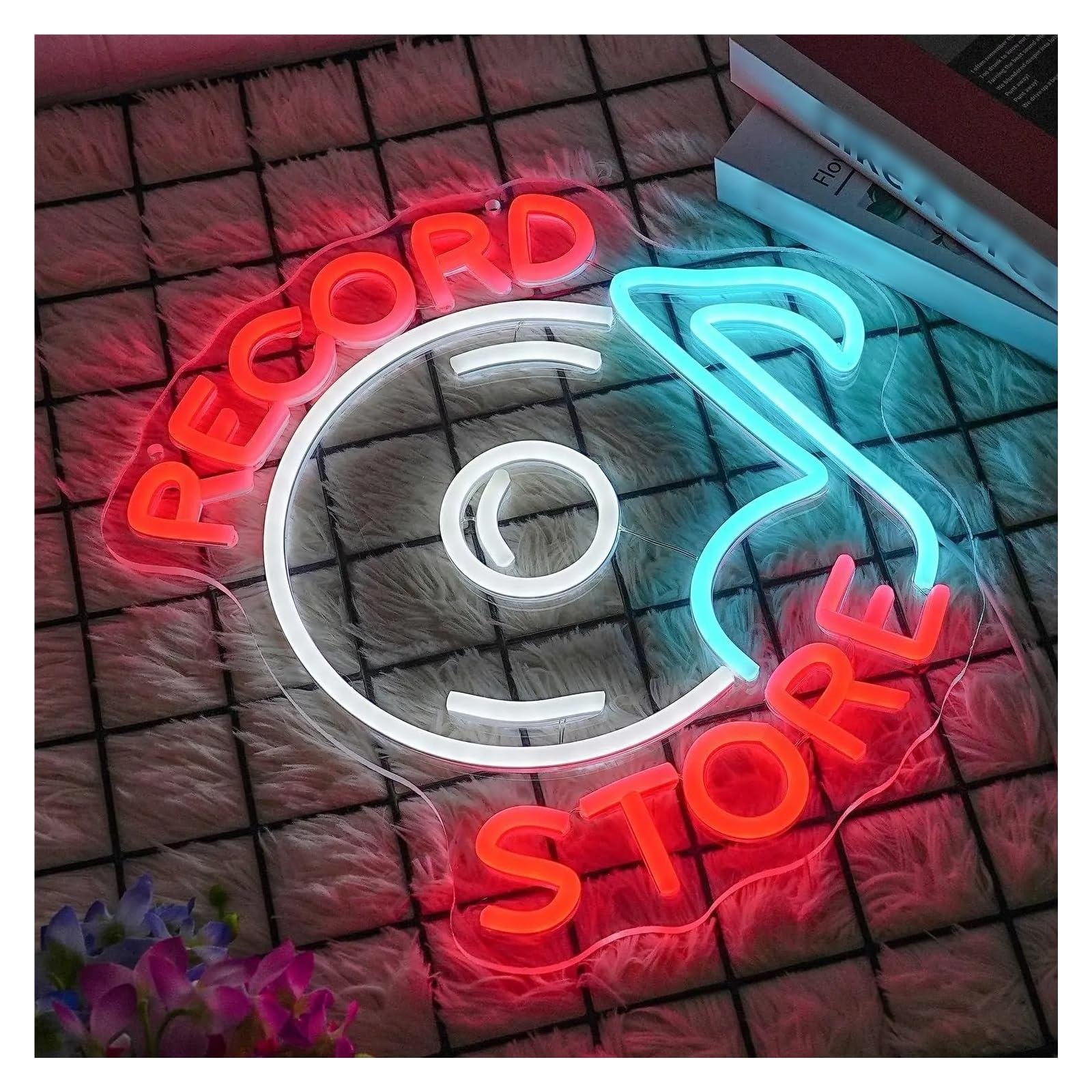 XENITE Luci al Neon Da Parete Insegna Al Neon Per Negozio Di Dischi Luce Musicale Per Decorazione Da Parete Giradischi Per Decorazione Studio Musicale Decorazione Bar Musica Dal Vivo 30 Cm X 32,5 Cm