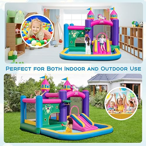 Miniatura 2 de BOUNTECH Casa inflable de rebote 6 en 1, casa inflable para niños 3-6 para fiestas en interiores y exteriores, diversión familiar con pozo de bolas