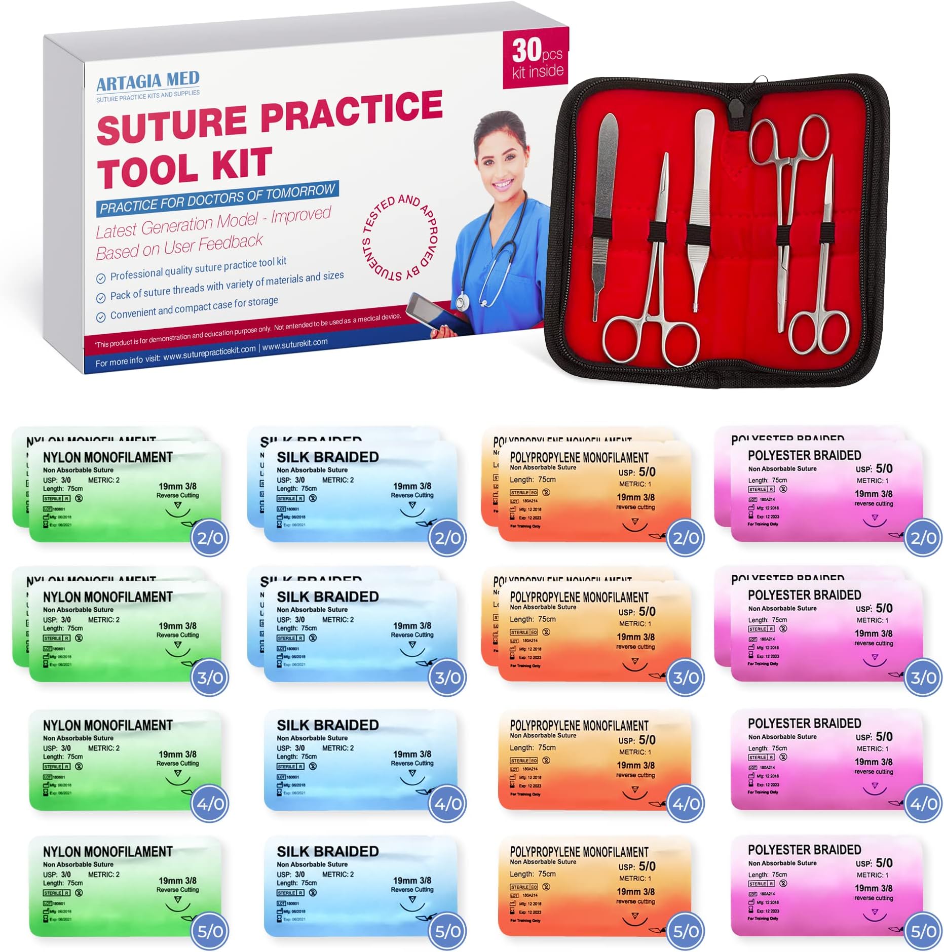 Suture Tool Kit with Mixed Threads