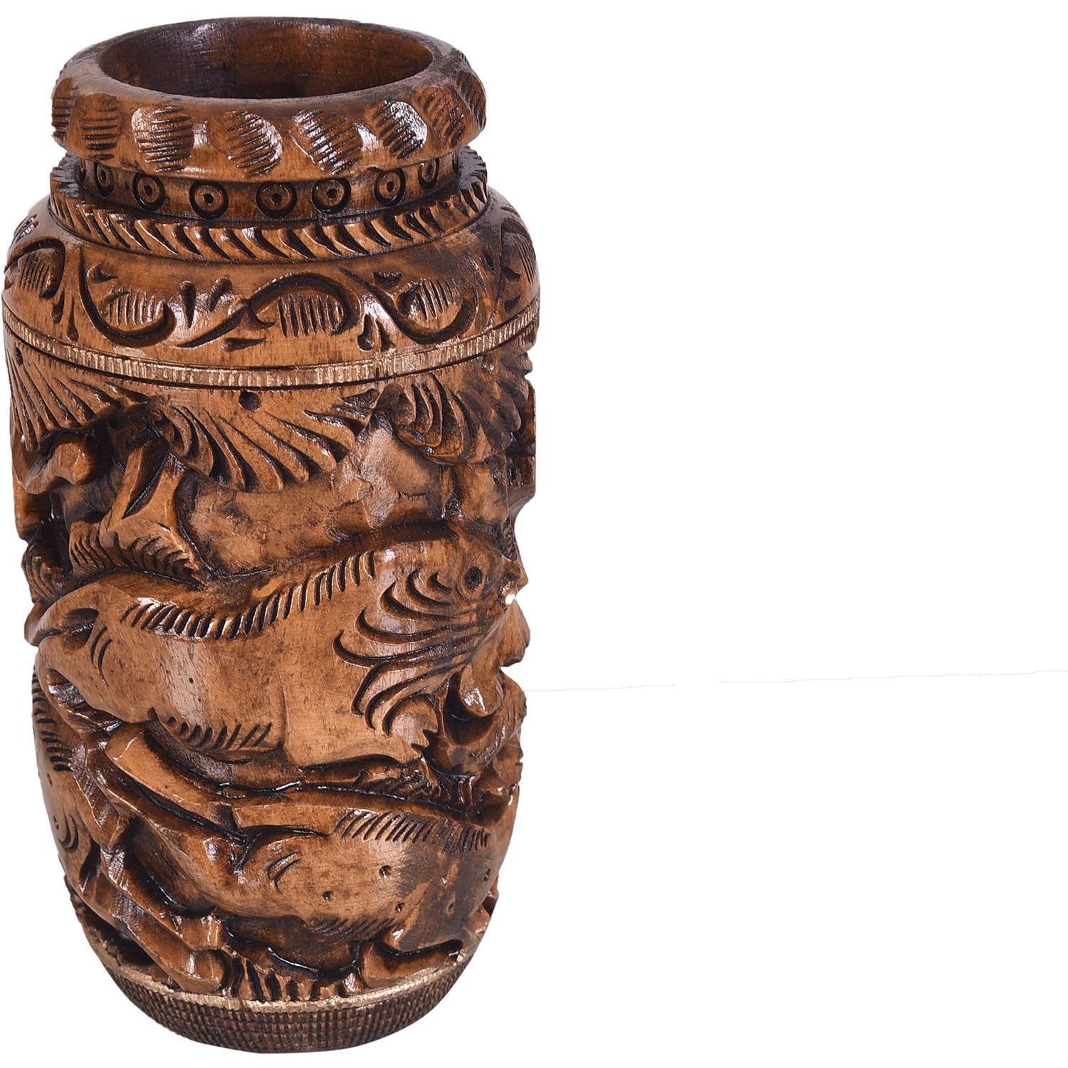 Craft Trade Hand Carved Wood Pencil Holder for Desk Organizer for Home School Office Supplies Pen Pot Storage Box Suitable for Stationery - Image 4