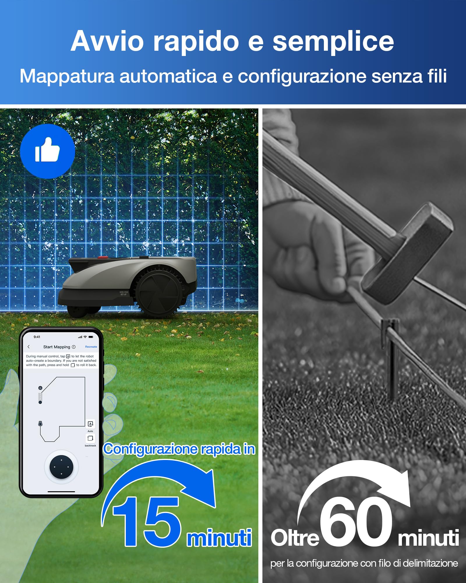 ECOVACS Goat O600 RTK Care Kit Robot Tosaerba Senza Cavi Perimetrali, per Aree Fino a 600 M², Navigazione RTK+Vision, Evita Ostacoli con IA, Controllo via App, Passaggio in Spazi da 0,7 M