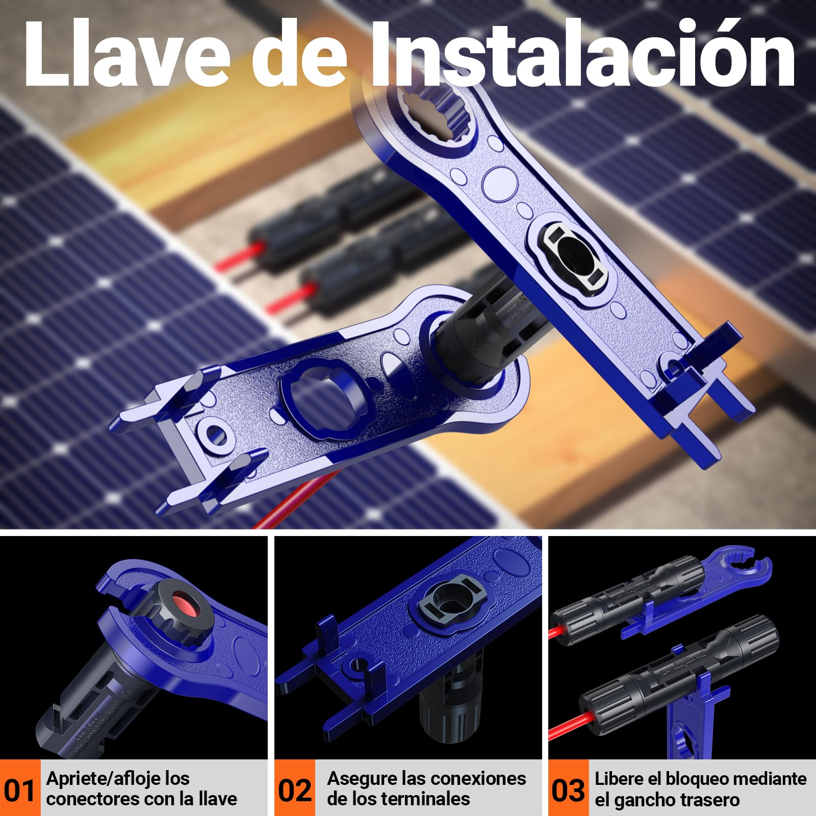 Preciva Kit Crimpadora MC4 2,5-6 mm² AWG16-10 Terminales Solares Conectores Fotovoltaicos Impermeable 2 Llaves Maletín