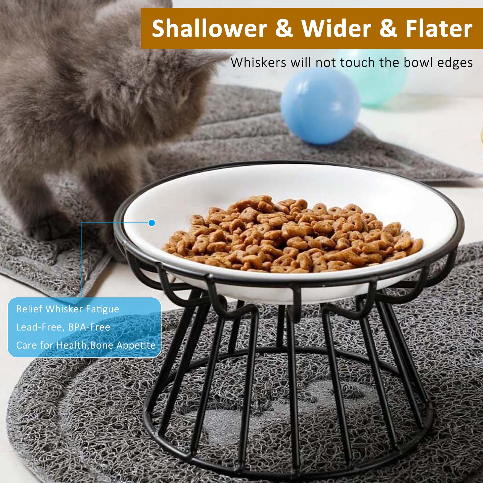 Samlonge Keramik Katzennapf Set - 6 Stück Flache Näpfe 15cm Für Futter & Wasser