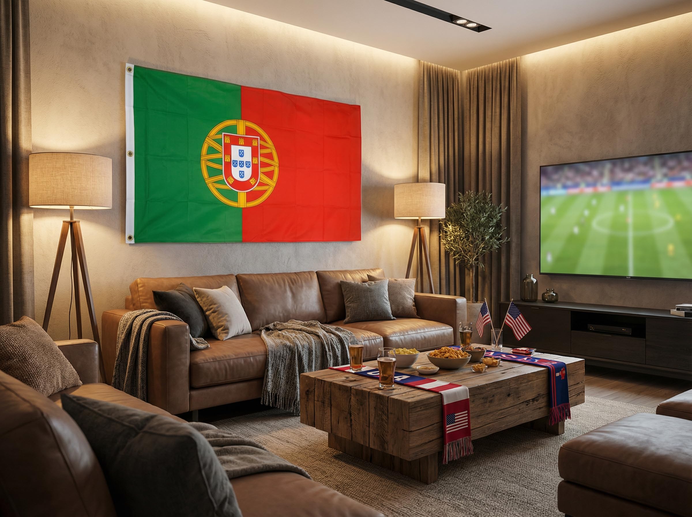 Drapeau Portugal XXL 150x250 cm avec autocollant et 3 œillets métalliques