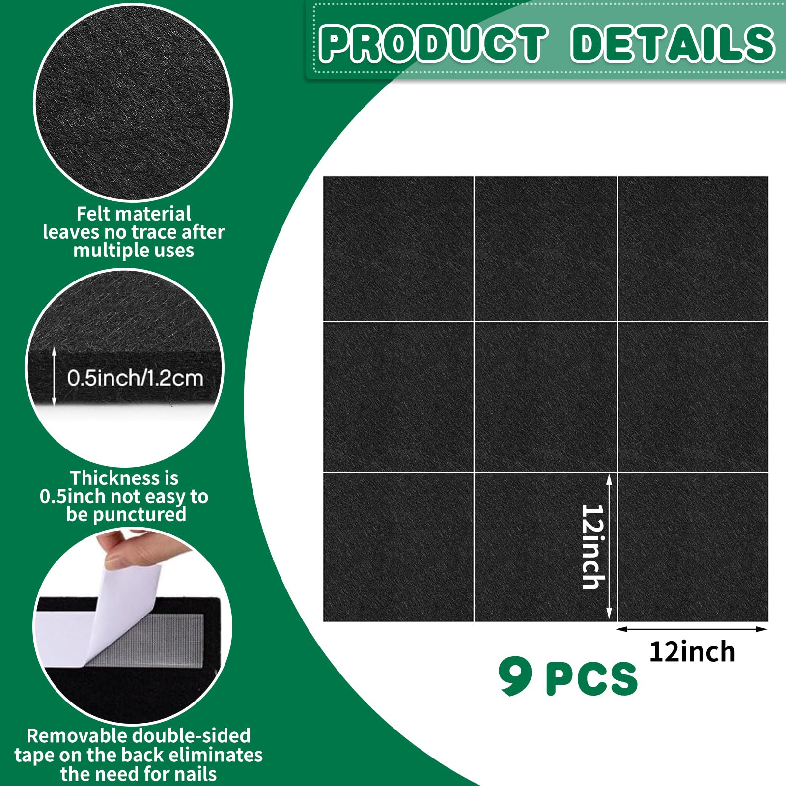 KEAGAN Protector de pared para diana de fieltro, autoadhesivo, empalmado, borde de pared para tablero de dardos, azulejos de pared de fieltro, parte trasera de corcho, protección de pared