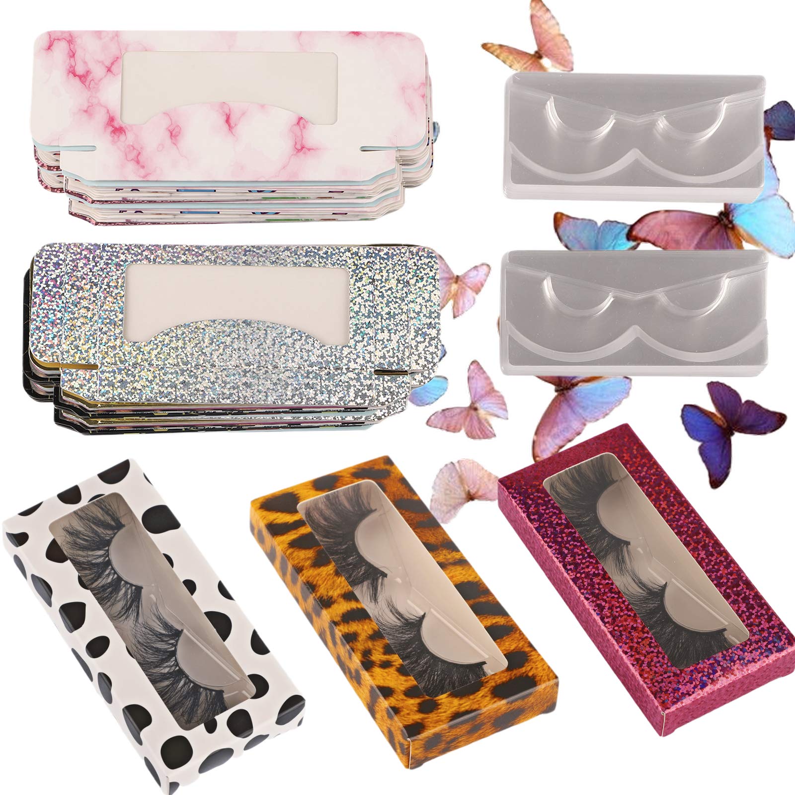 Lash Book 48 Pieces 24 Styles Mixed Empty Eyelashes Packaging and Trays Set Wholesale 24 Lashes Box and 24 Trays Lashes Container Case for 15mm- 25mm False Eyelashes