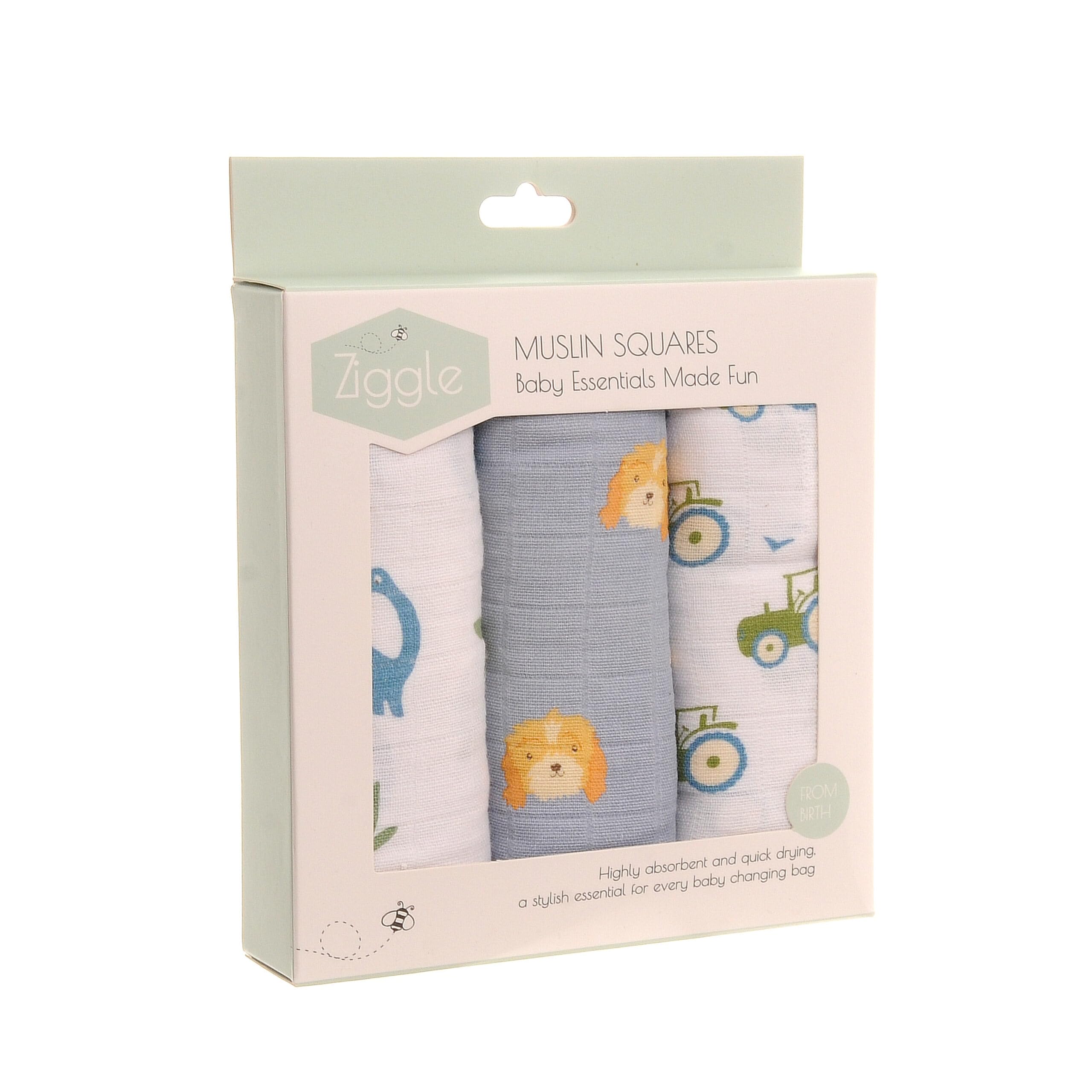 baby exklusives musselin-tücher squares - thick absorbent cotton - blau und weiß