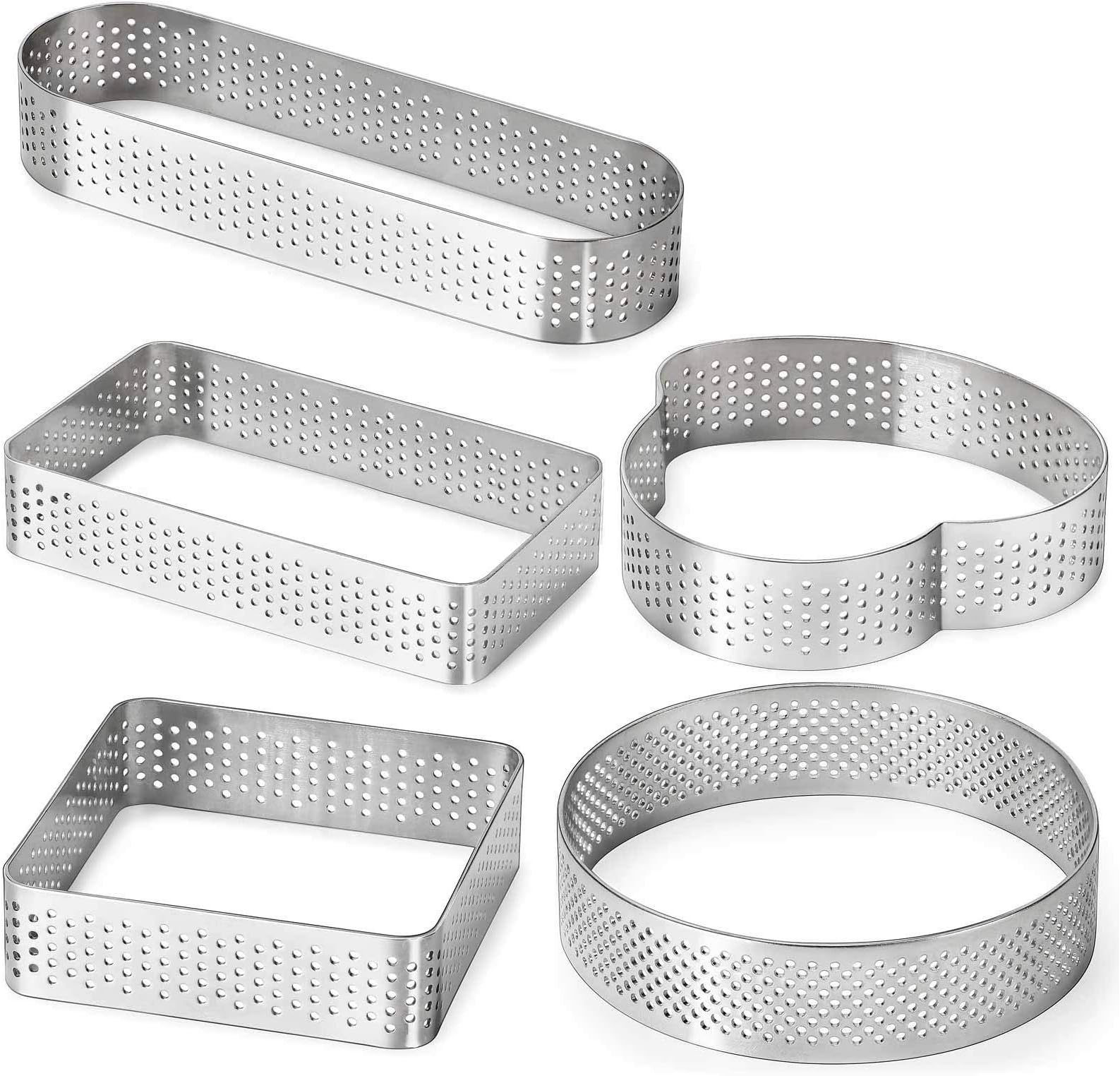 FANGSUN 5 Pack Double Rolled English Muffin Rings Small