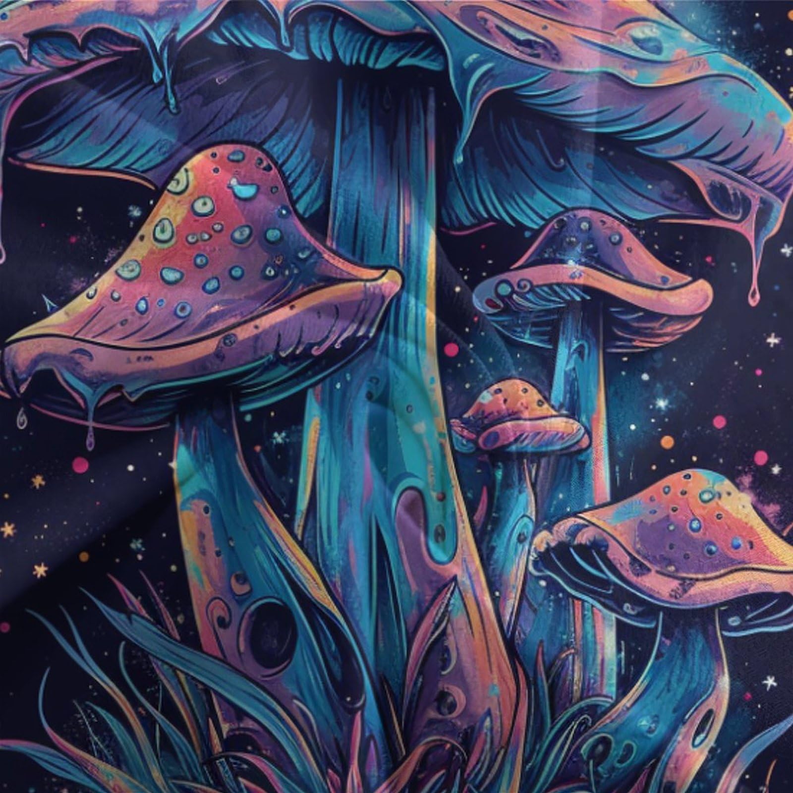 Stampato in 3D Fungo colorato Copertina Stampata Microfibra Disegnata Biancheria Da Letto Con Chiusura A Cerniera Con 2 Federe,Double（200x200cm）, Per Ragazzi Adulti