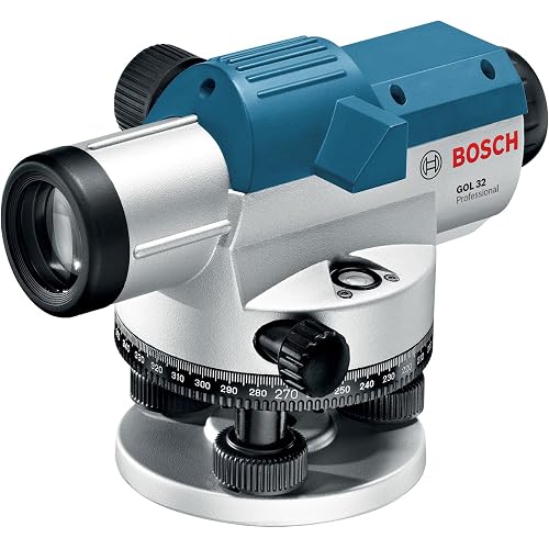 BOSCH GOL 32 32X Automatic Optical Level, Includes Plumb Bob, Tool Kit, & Carrying Case | 32x Bosch Gol 32 Self-Leveling Level, ±1/16 in at 100 Ft, 400 Ft Range, IP54, Includes Plumb Bob, Tool Kit, Hard Case