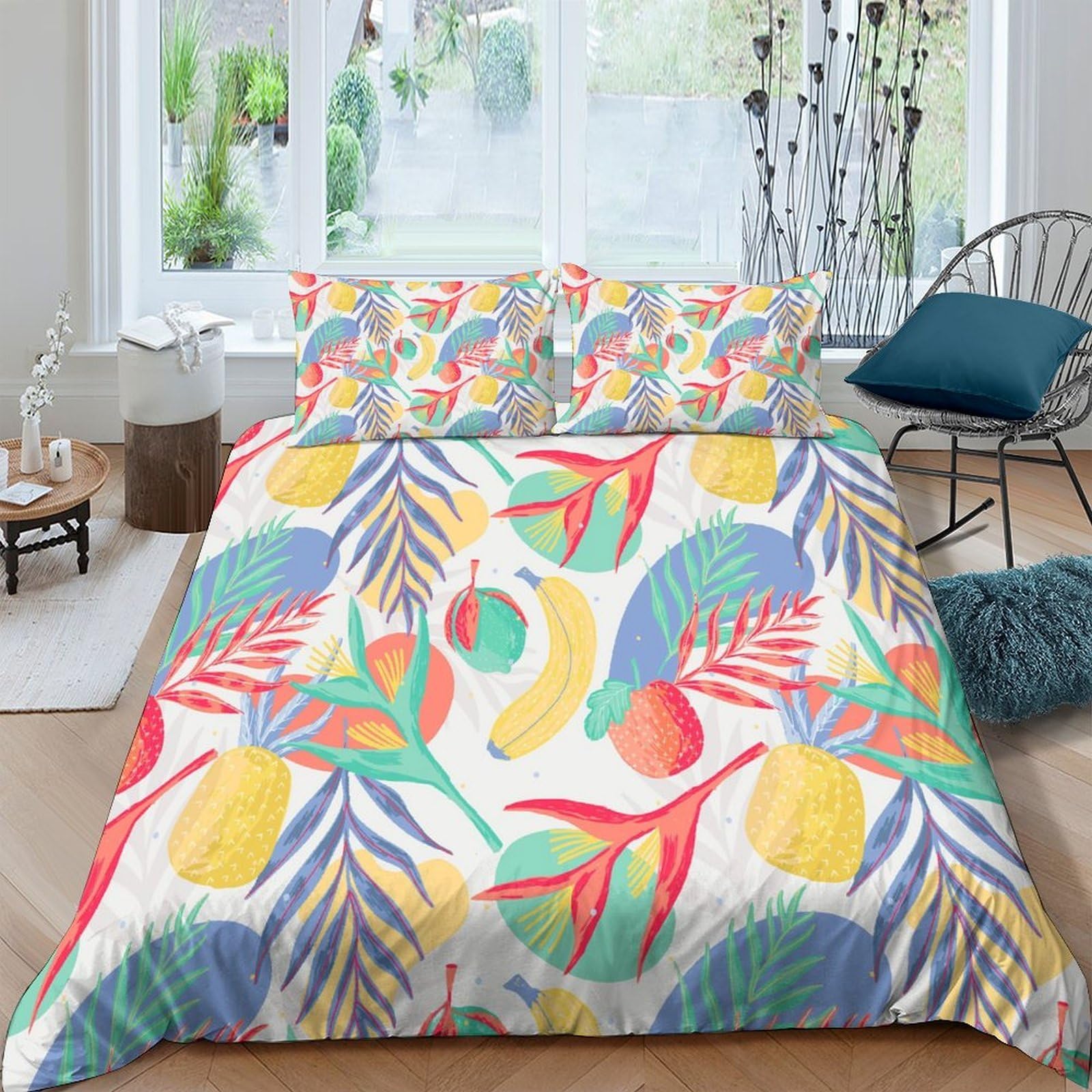 Ctjqhvkz Style-3 3D Printed Tropical Parrot Fitted Sheet Microfiber Soft Breathable Leaf Art Mattress Cover For Bedroom Guestroom Decor Single（135X200cm）