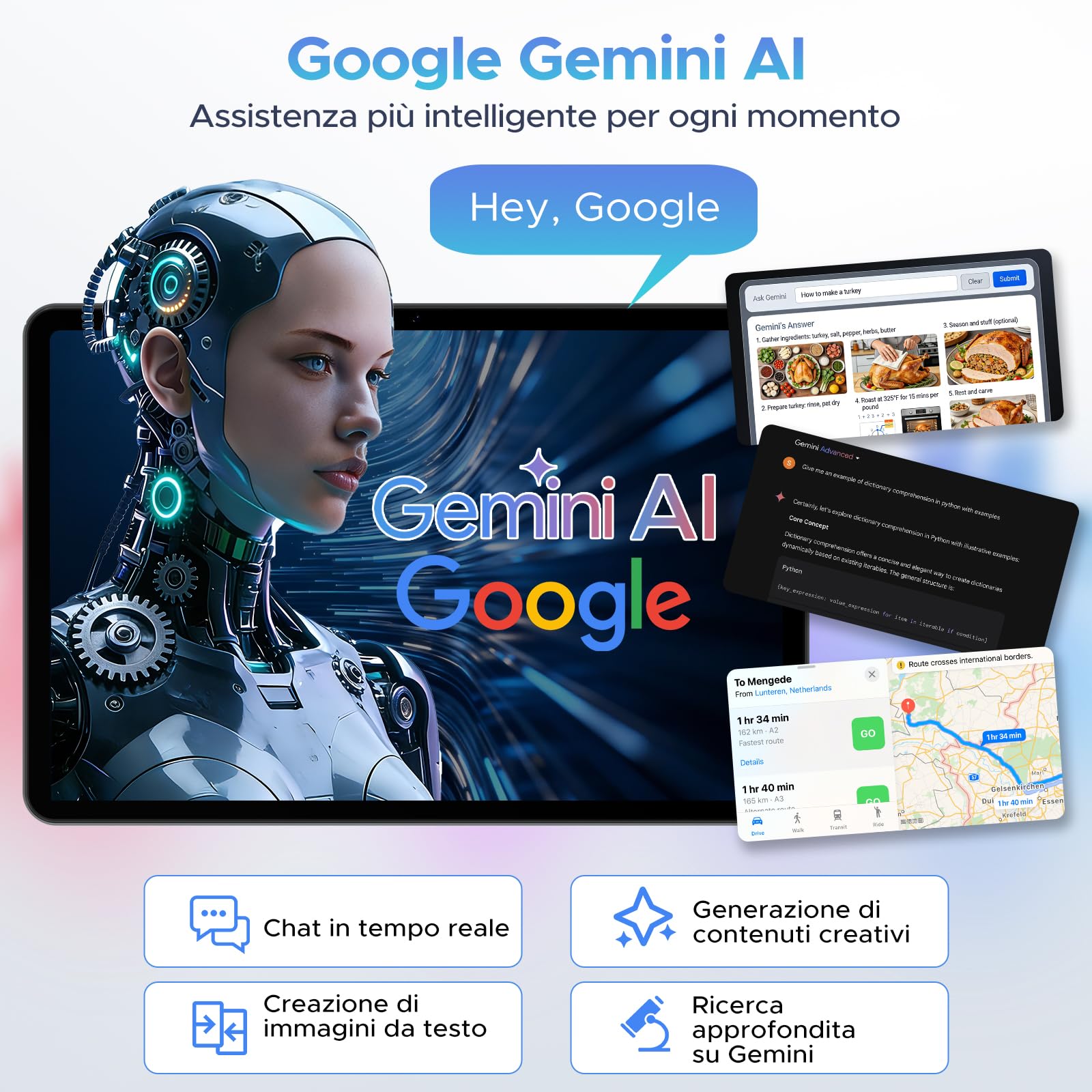 DOOGEE Tab A9 Android 16 Tablet 10 Pollici, Gemini AI Tablet in Offerta Gaming, 12GB RAM + 64GB ROM (TF 2TB), 6580mAh Batteria, 5G WiFi, 1280 * 800 IPS, 5MP+8MP, Unisoc T310 Quad Core/OTG/Face Unlock