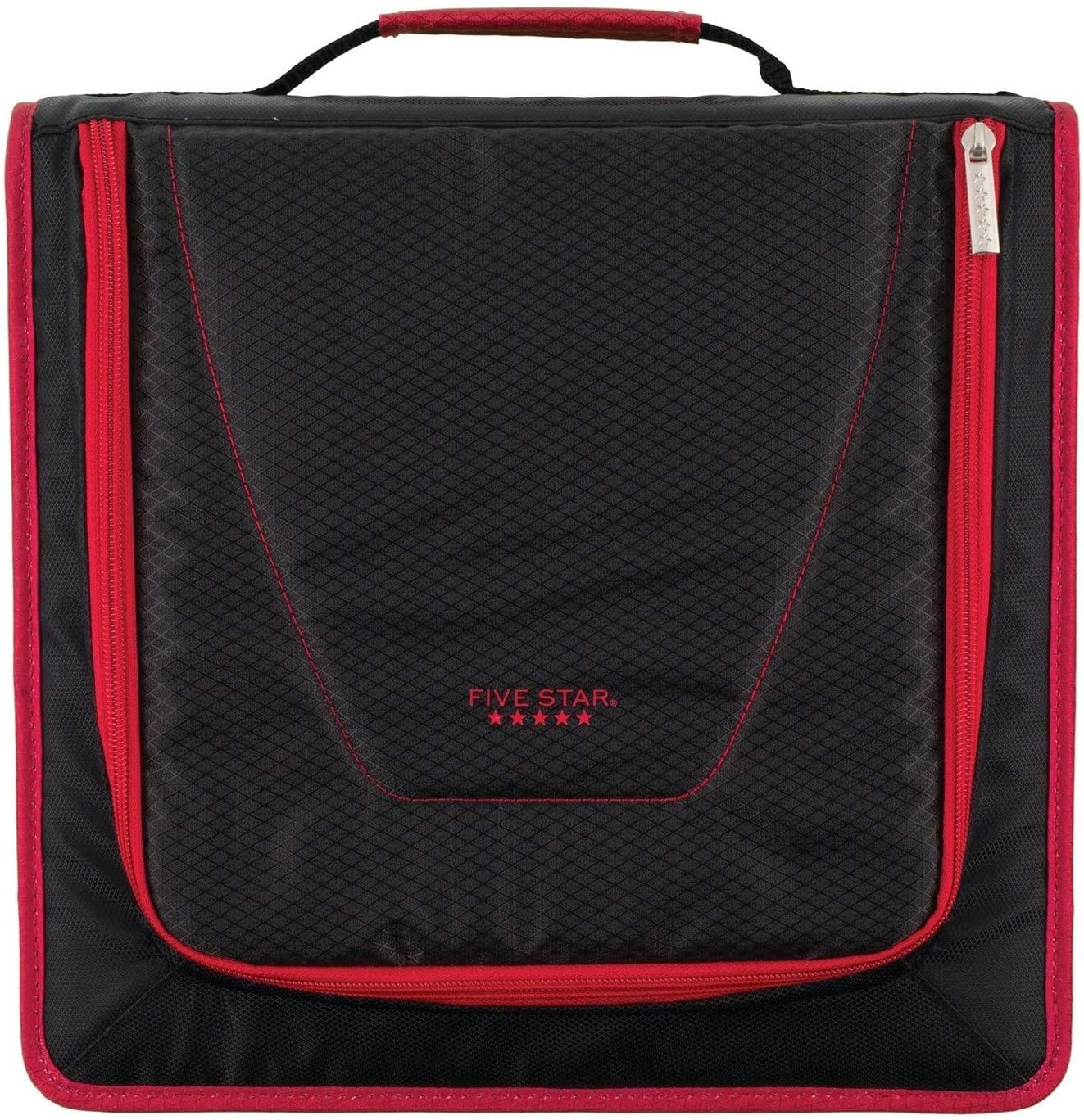 Five Star Zipper Binder 2" 530 Sheet Capacity, 3-1/2" X 12" X 12-3/4, Red/Black (2017007)