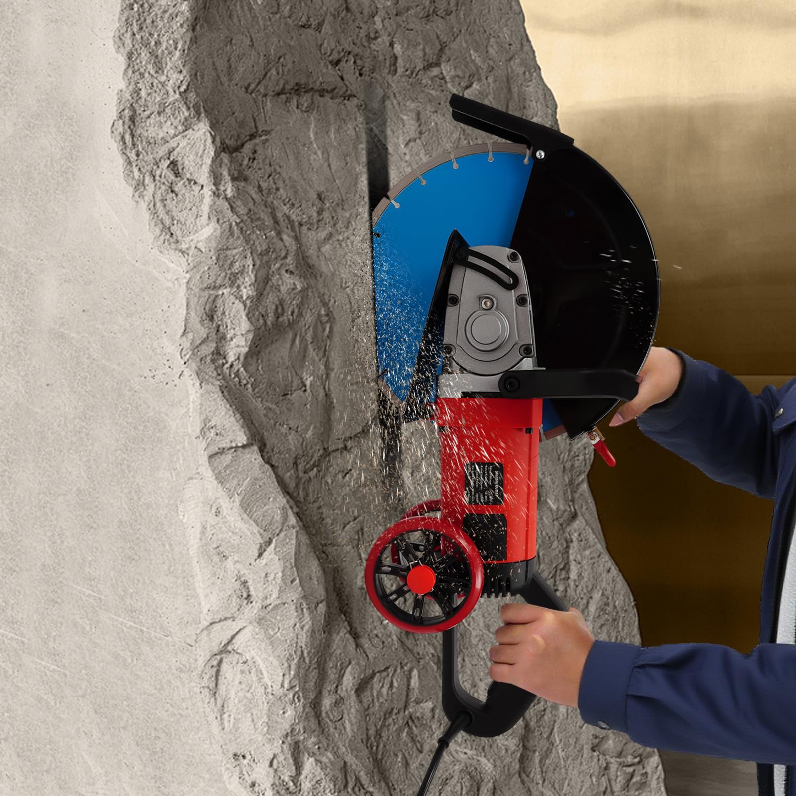 Elektryczna przecinarka do betonu 3500 W, przecinarka do bruku, 14", elektryczna przecinarka do betonu, o głębokości cięcia 135 mm, elektryczna frezarka szczelinowa do kamienia