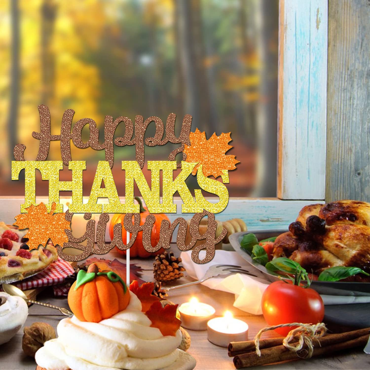 Lot De 48 Décorations De Cupcakes Pour Thanksgiving, Décoration De Gâteau D' Automne