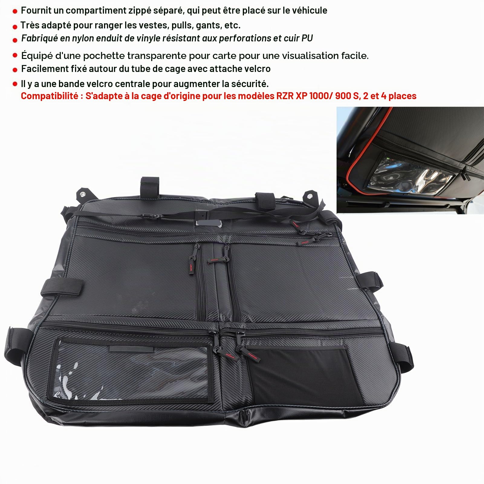 Rangement sur le Toit Rzr, Rangement sur le Toit Polaris Rzr, Sac de Rangement sur le Toit pour Polaris Rzr Xp 1000 900S Utv Accessoires Modifiés pour Toit de Voiture