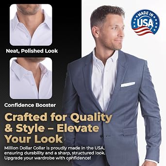 Million Dollar Collar Stays Keep Dress Shirts Crisp & Firm, Universal Fit for Men & Women, Made from Proprietary Material